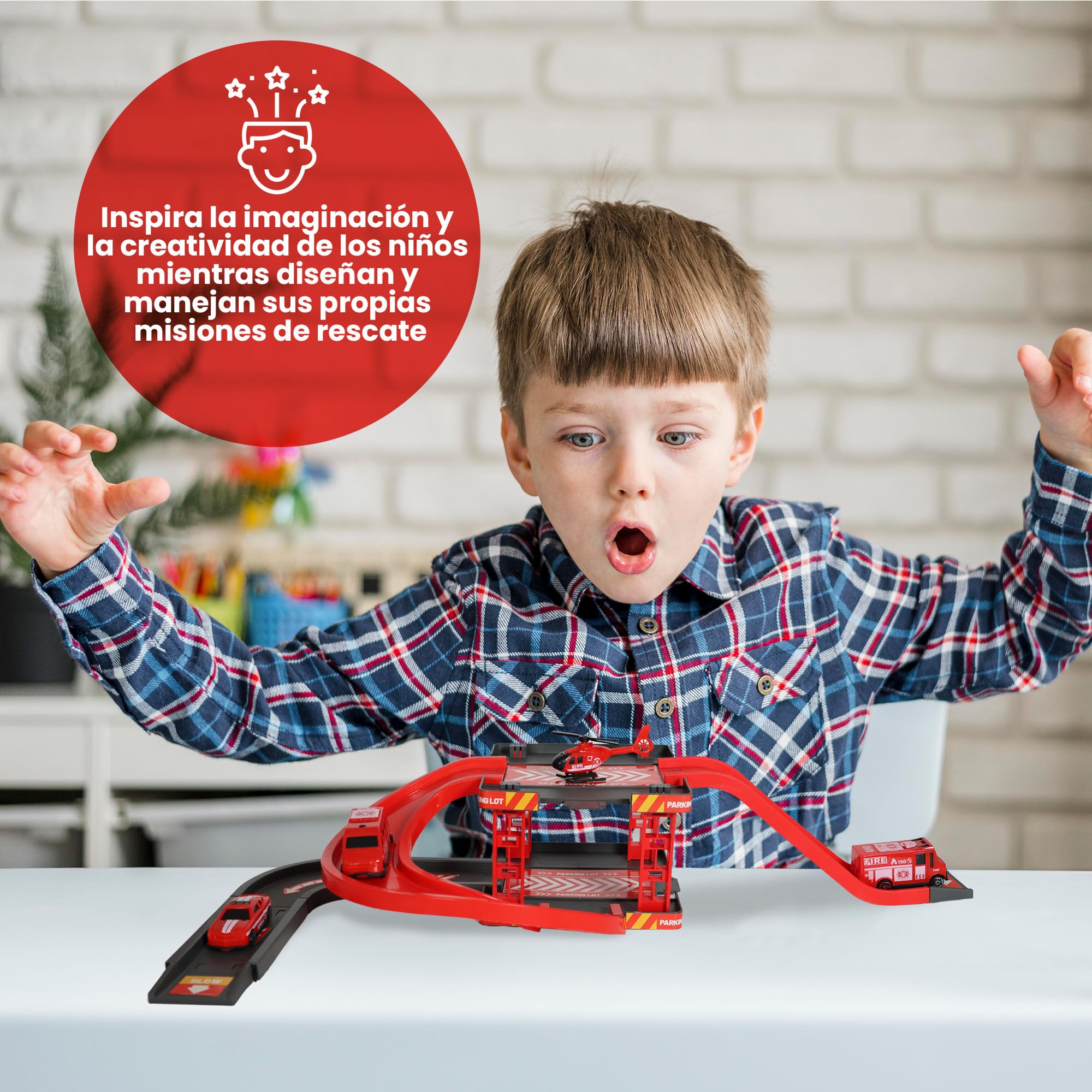 Elisium Juguetes Niños 3 años, Circuito De Coches Infantil con Parking, Pistas y 19 Piezas Niños y Niñas de 2, 3 y 4 Años -Juguete de Pista de Carreras con Garaje, Regalos Originales.