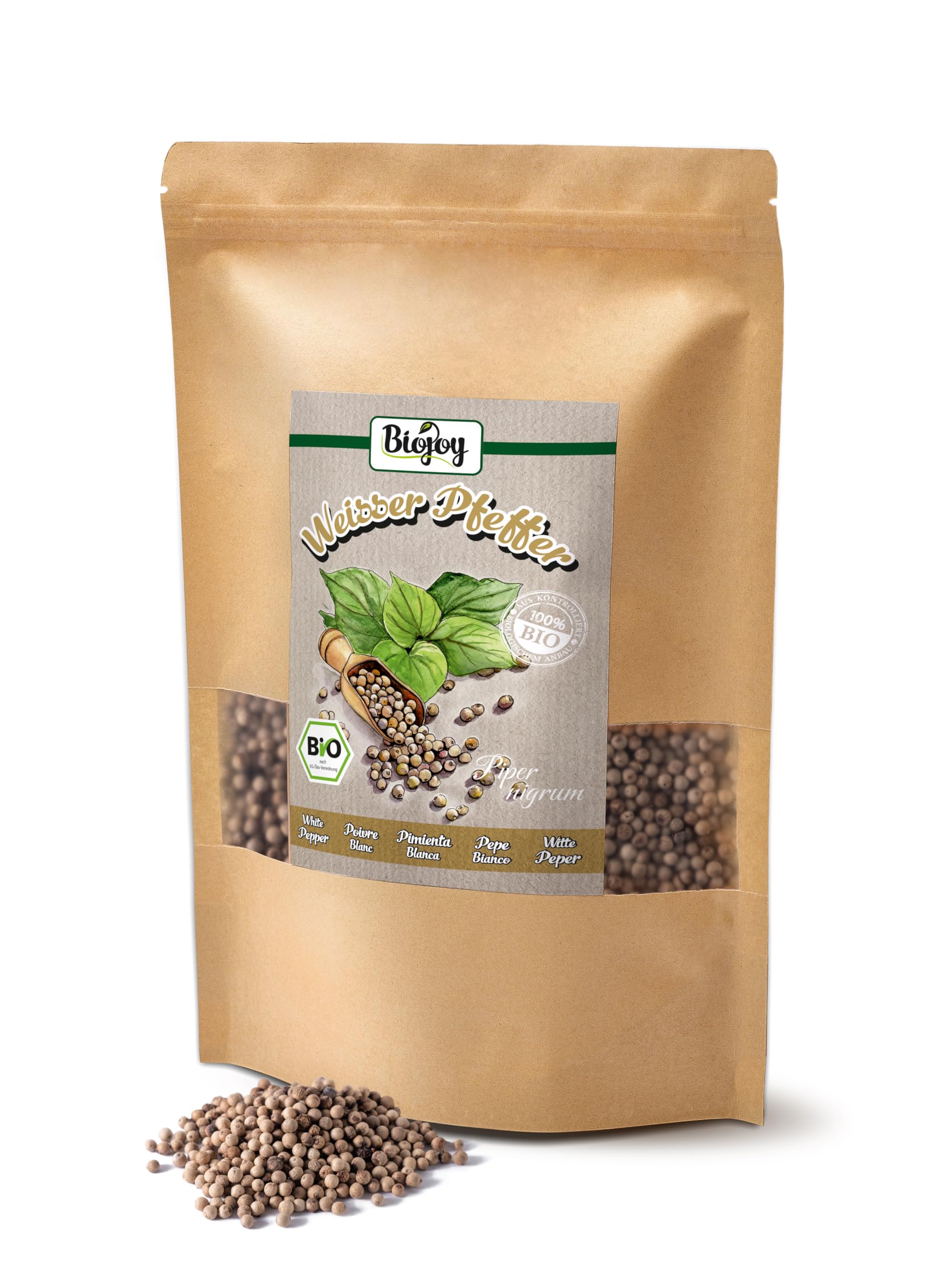 Biojoy BIO Pieprz biały cały, ziarna do młynka, 1 kg