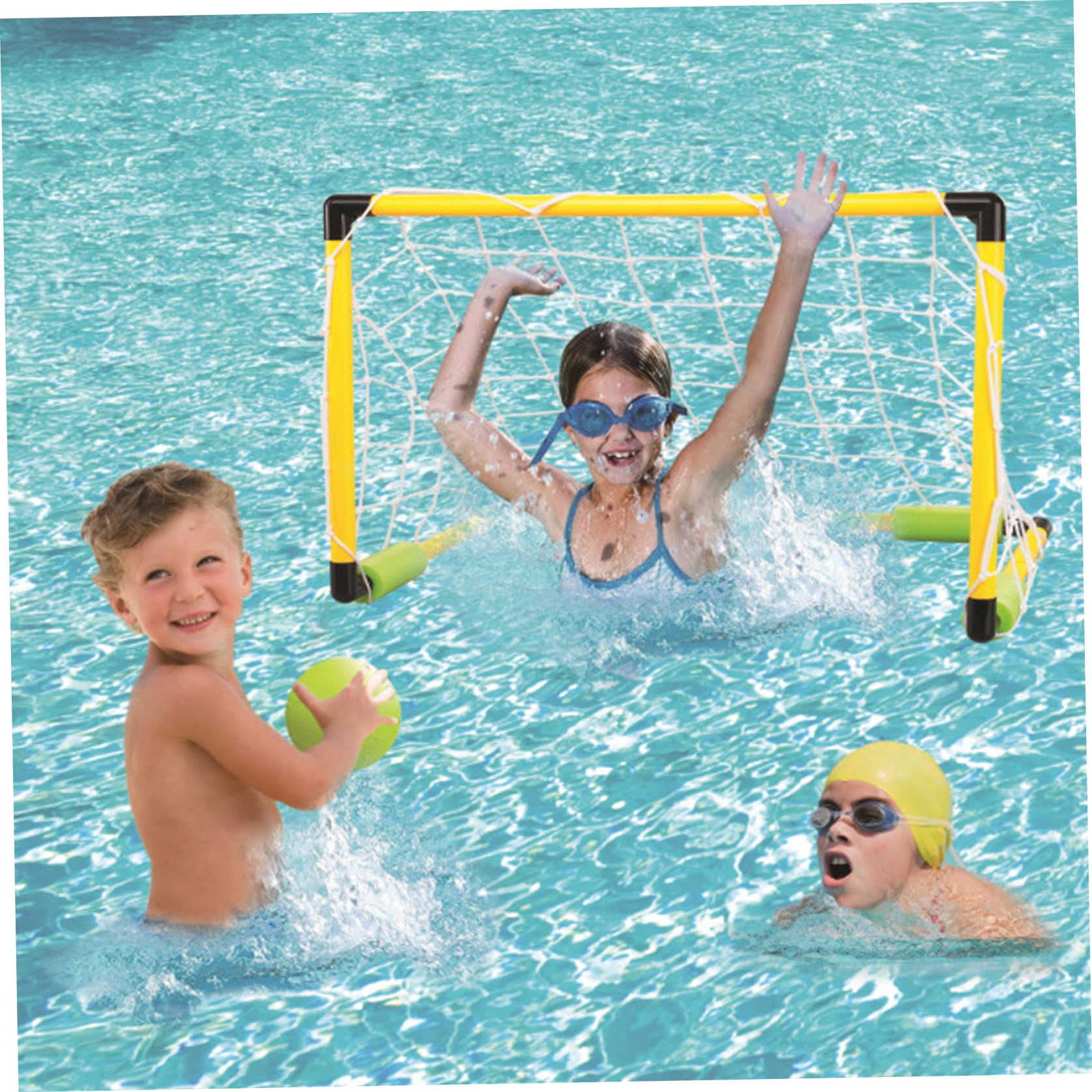 Schwimmender Basketballkorb für den Pool, 2-in-1-Fußballtor & Pool-Basketballkorb, abnehmbares Tor mit 2 Bällen für Kinder und Erwachsene