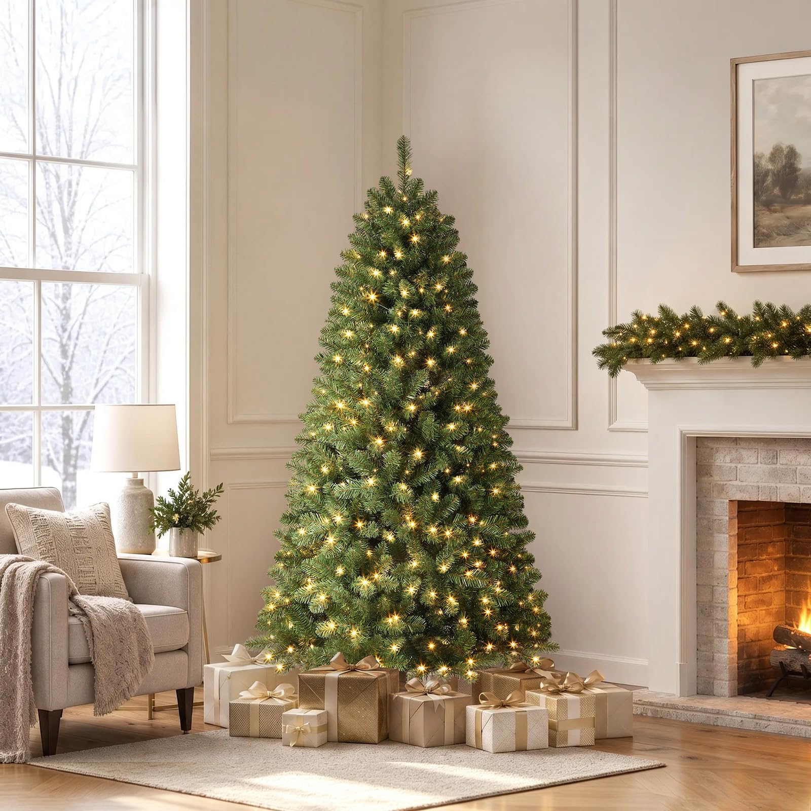 Alupssuc 1.5M Artificial Hinged Classic Spruce Prelit Christmas Tree - 5ft