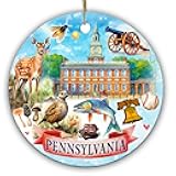 Sportyzen Pennsylvania State Christmas Ornament – Independence Hall, Liberty Bell, State Bird & Symbols – Unique Holiday Tree Decor, Pennsylvania Pride Souvenir Gift