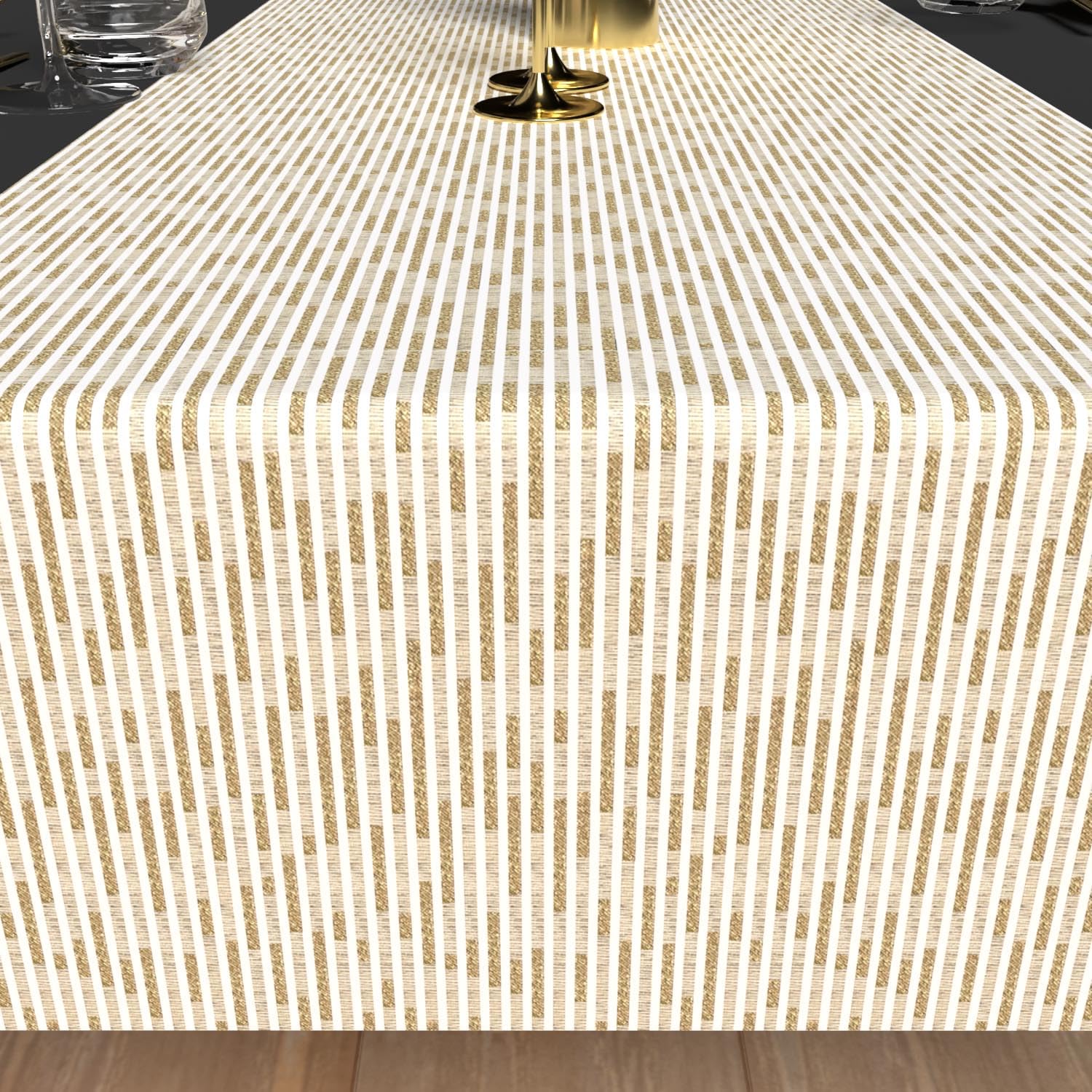 Soleil d'ocre, Festive Printed Table Runner 40 x 180 cm Gold White - Image 2
