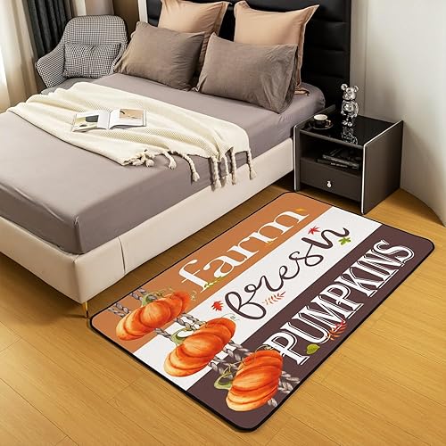 Miniatura 5 de jejeloiu Alfombra decorativa de Acción de Gracias para interiores, alfombra de 5 x 7 pies, decoración de cosecha para el día de Acción de Gracias,