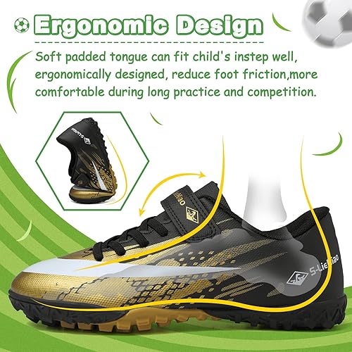 Miniatura 3 de CBUSTER Zapatos de fútbol para niños y niñas, zapatos deportivos para interiores y exteriores