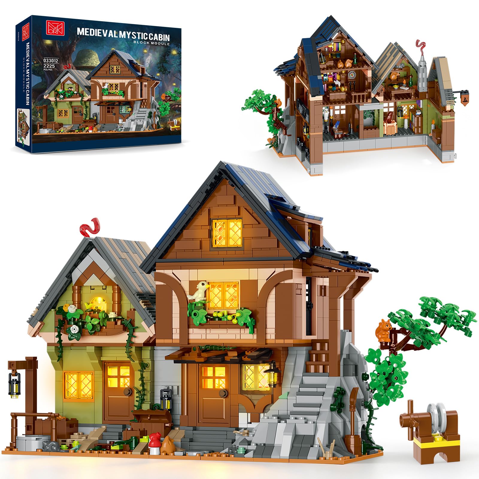 MORKBRIXX Medieval Wood Cabin Building Set for Adults 2225pcs