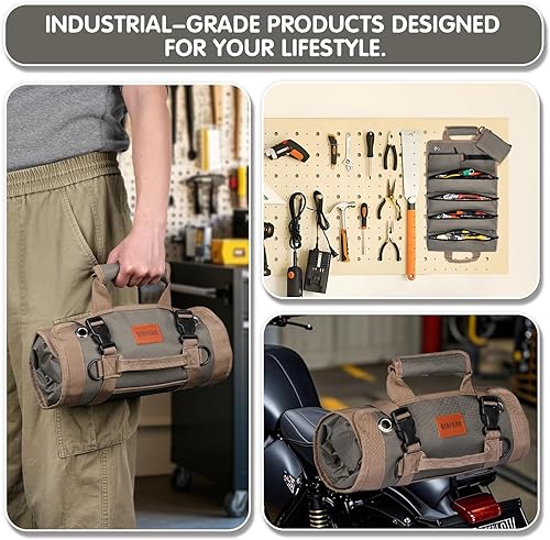 Miniatura 4 de Bolsa de herramientas enrollable, bolsa organizadora de herramientas resistente, bolsa de herramientas portátil con 6 bolsas de herramientas para