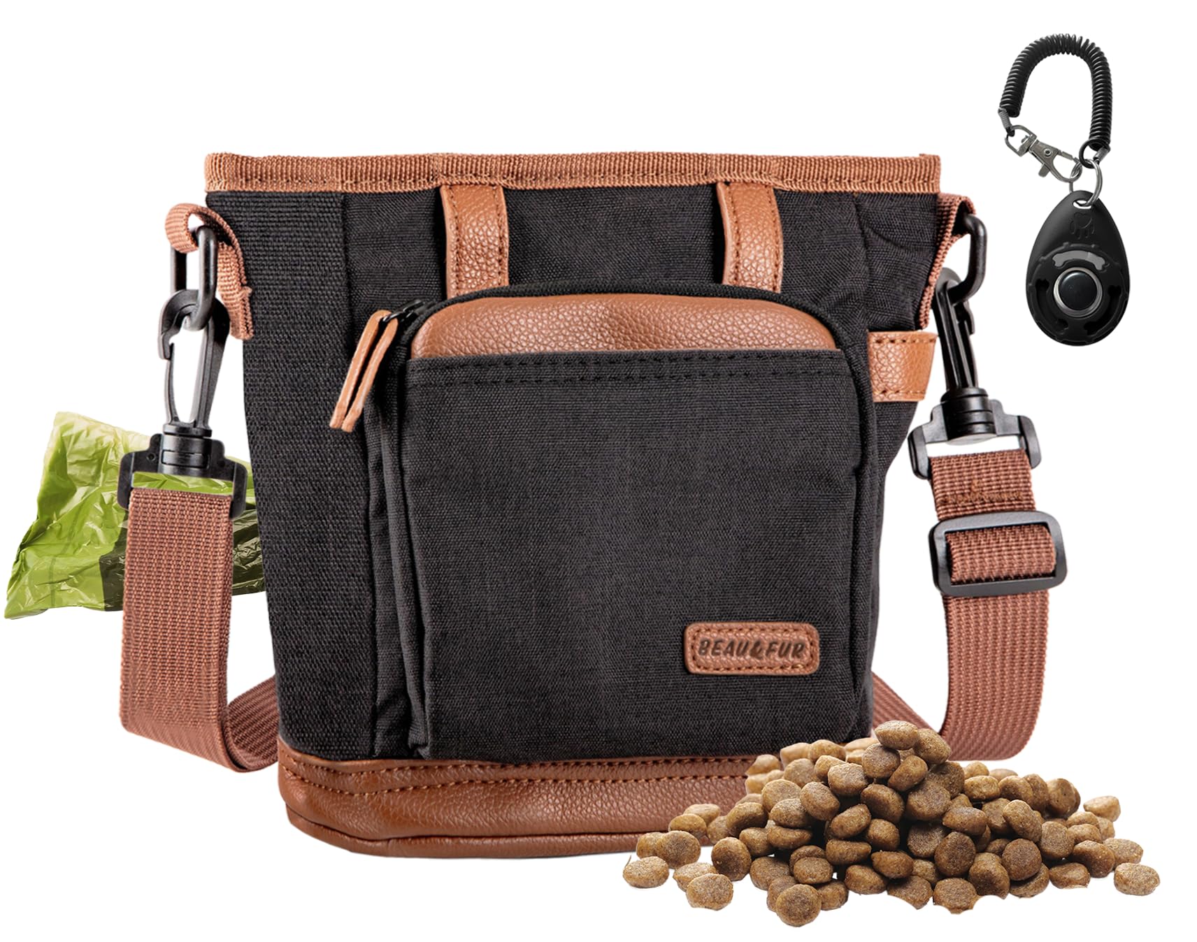 BEAU&FUR Large Dog Treat Pouch Black