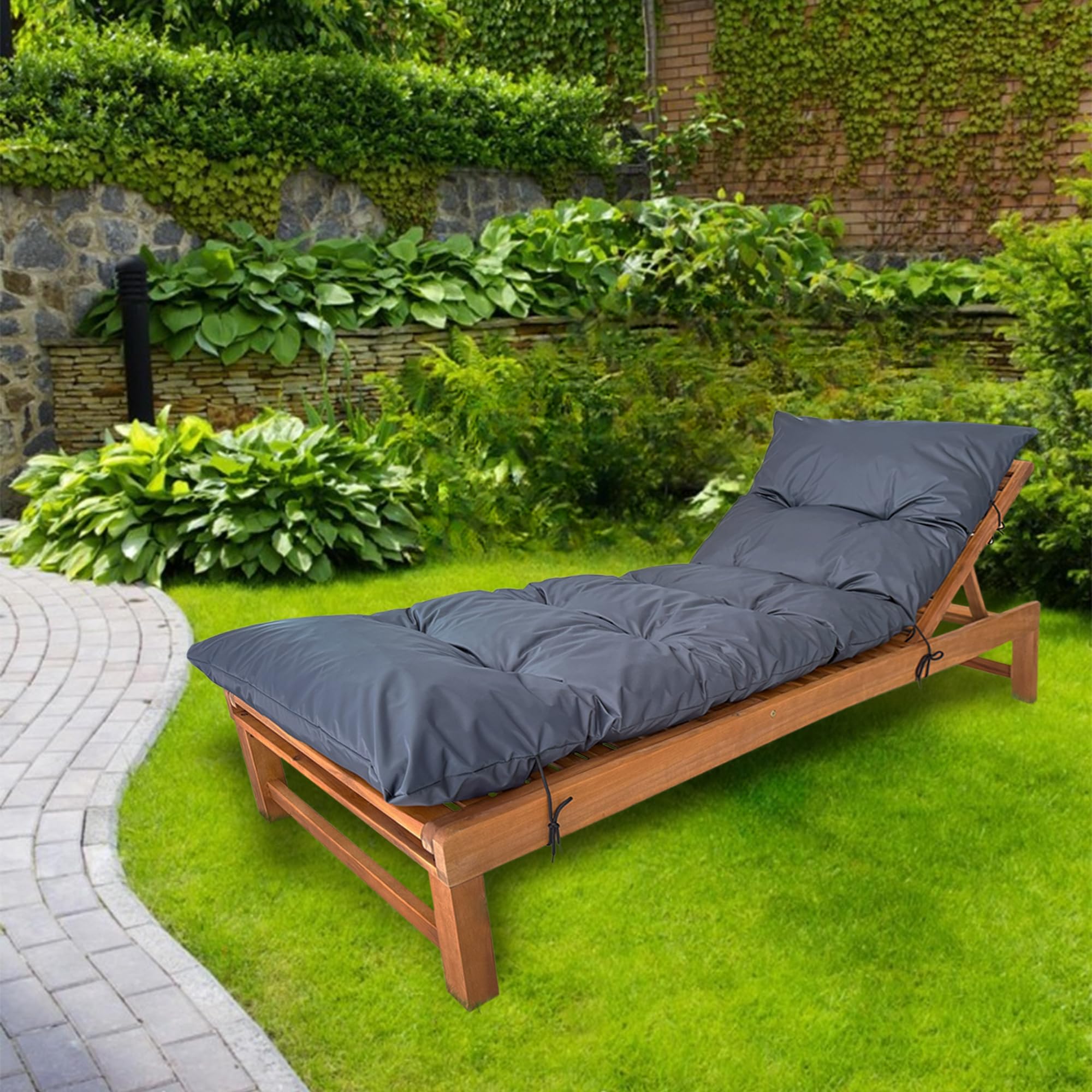 Sedia a sdraio da giardino, 200 x 58 x 10 cm, cuscino per sedia a sdraio e sdraio, tessuto impermeabile, cuscino da giardino, altalena, grafite