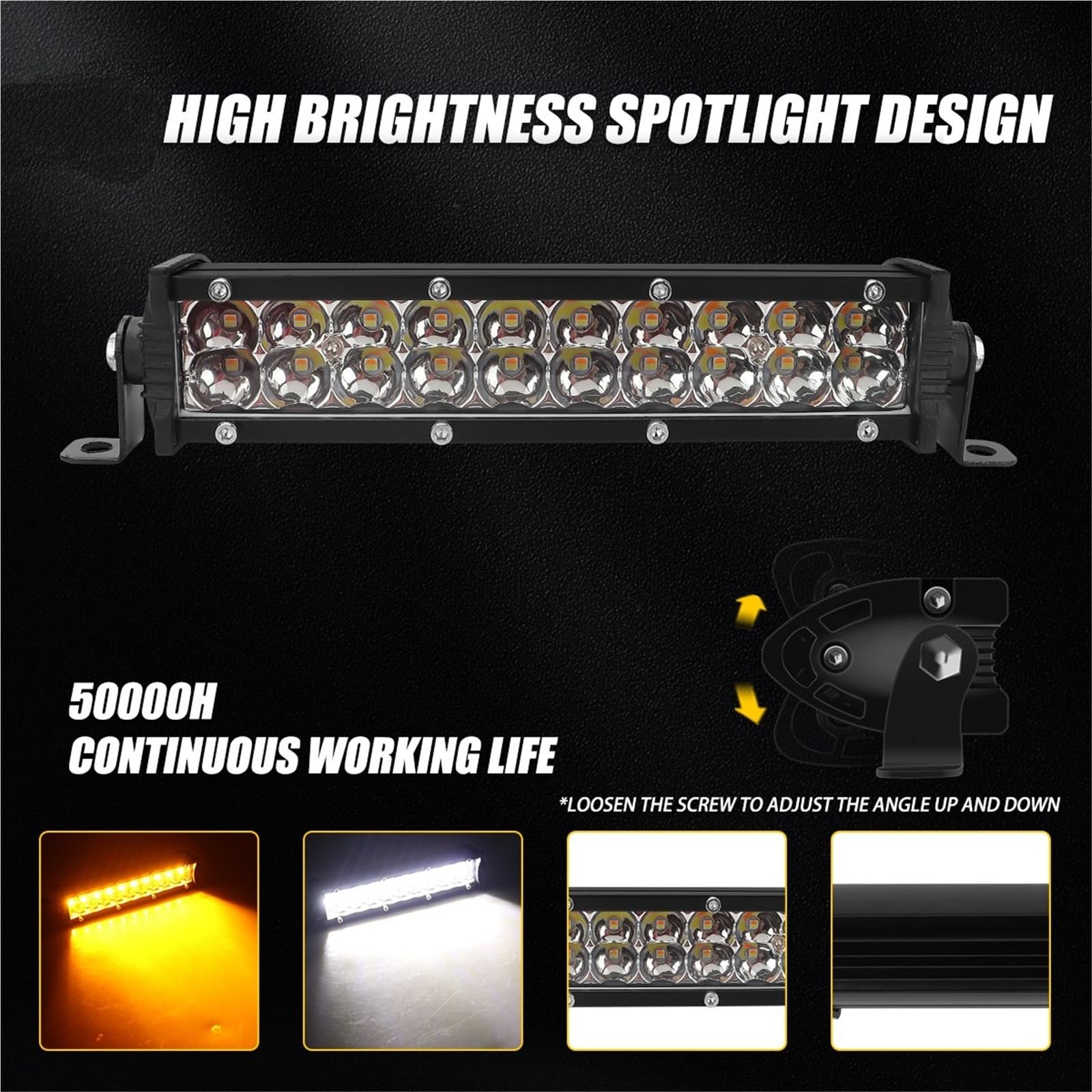 LED Fendinebbia Barra Luminosa LED Faro Barra Luminosa LED 60 W Con Kit Interruttore Per La Maggior Parte Dei Manubri 7/8" Giallo Bianco Faro Moto
