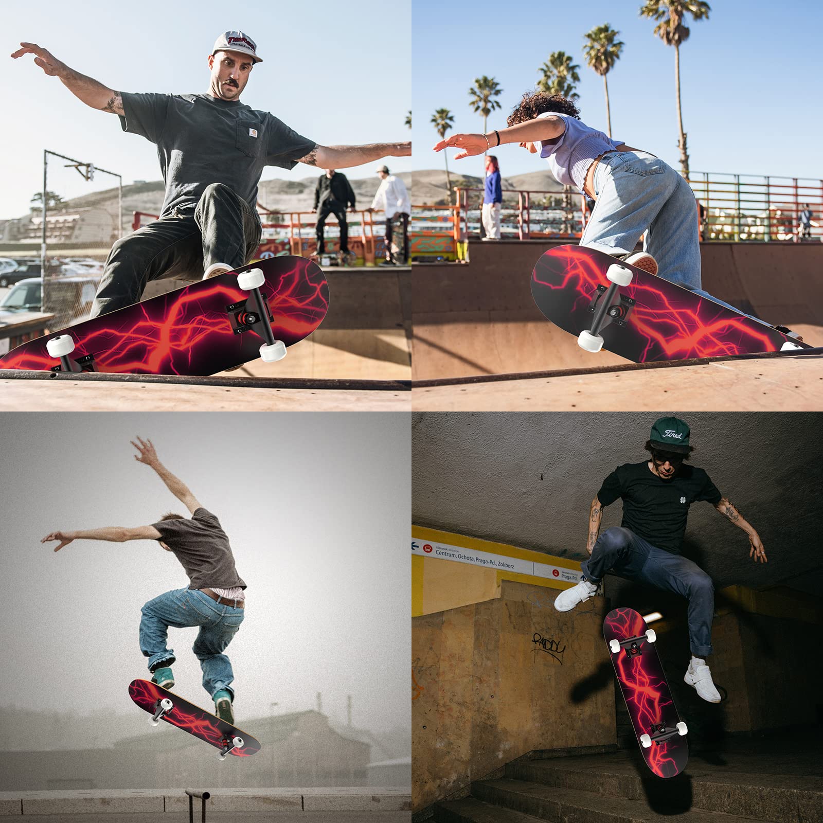 Skateboard Complet, Planche en érable à 9 Couches, Planche à roulettes avec roulement ABEC-11, Convient aux Adultes, aux Enfants, aux débutants, aux skateurs Professionnels