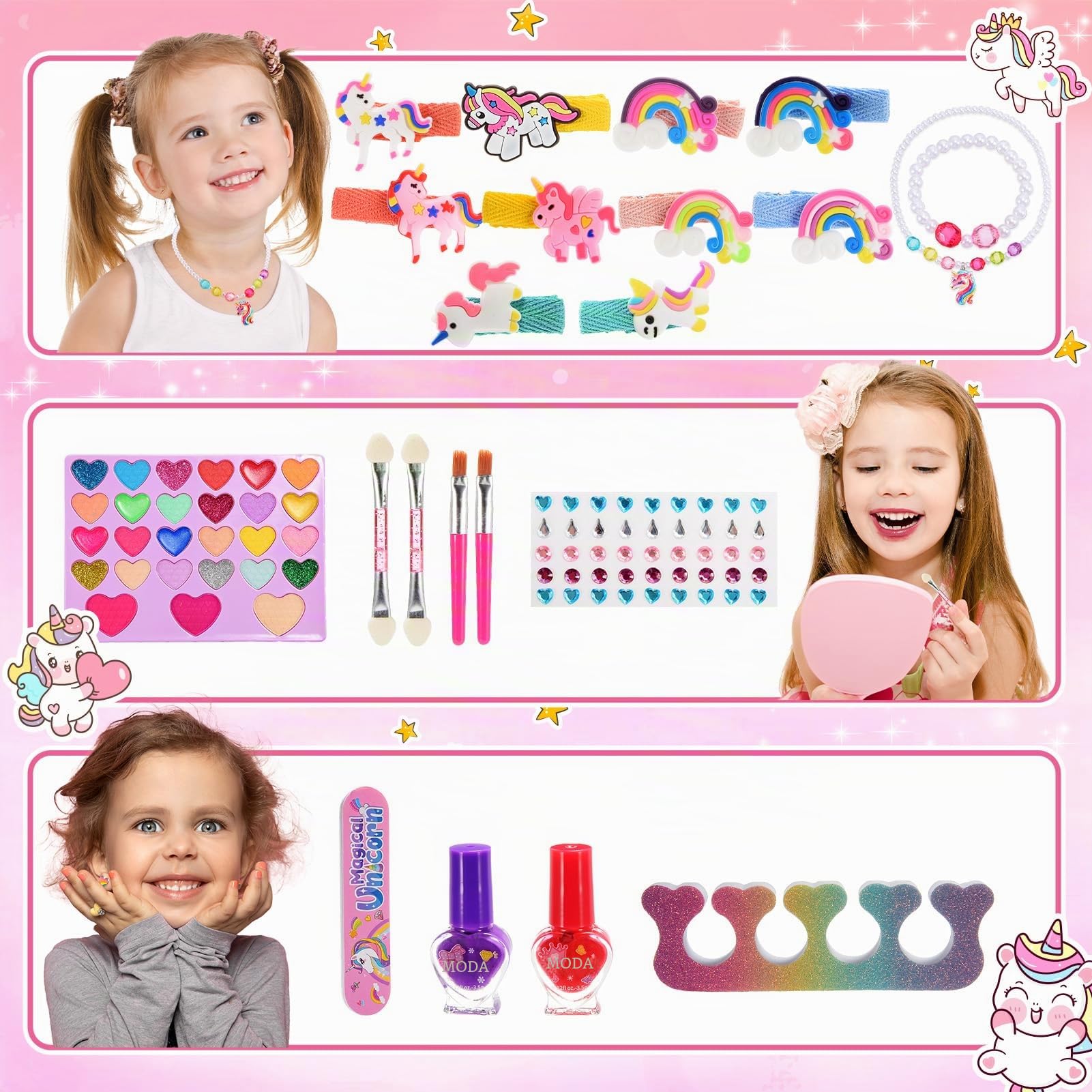Maquillaje para Niñas, Juguetes 3-10 Años, Maletín Unicornio, Estuche de Maquillaje, Regalo de Cumpleaños