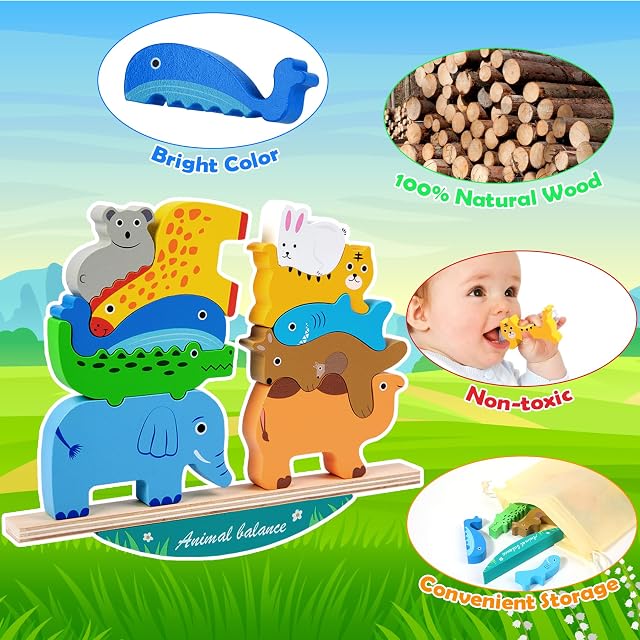 Foto 4 de 7 de GUYUWE Montessori Juegos de Apilamiento Animal Juego de Equilibrio Apilable Bloques de Construcción Juguete…
