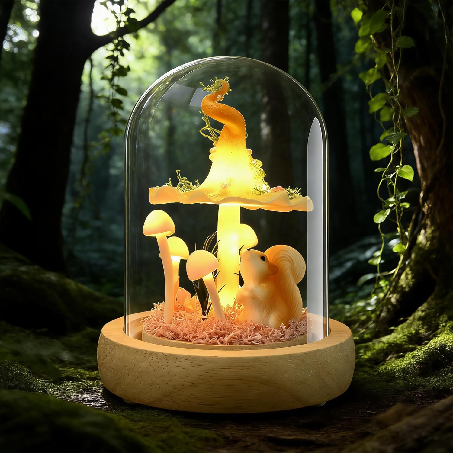 QUELIEN Mushroom Lamp,Mothers Day Mom Gifts for Mom,Light Up Mushroom in Glass Dome,Birthday Party Decorations,Ideal Birthday Gift,Girlfriend Gift