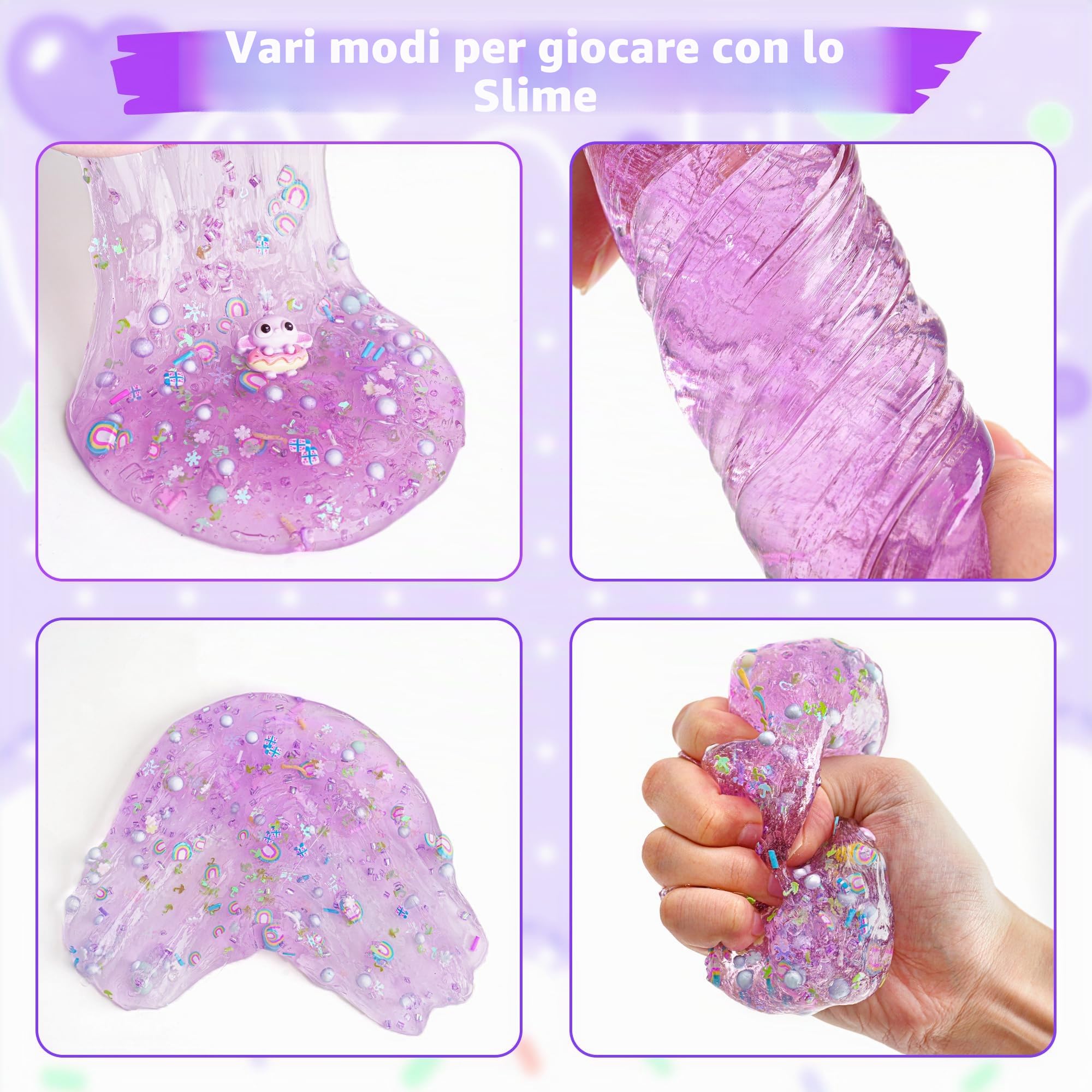 Lilla Slime Set per Bambini Melma Bucket with Slime Clay, 10 Confezioni di Accessori, Regali Slime Feste per Ragazze e Ragazzi, Giocattoli Sensoriali, Pasqua Halloween Regali di Natale