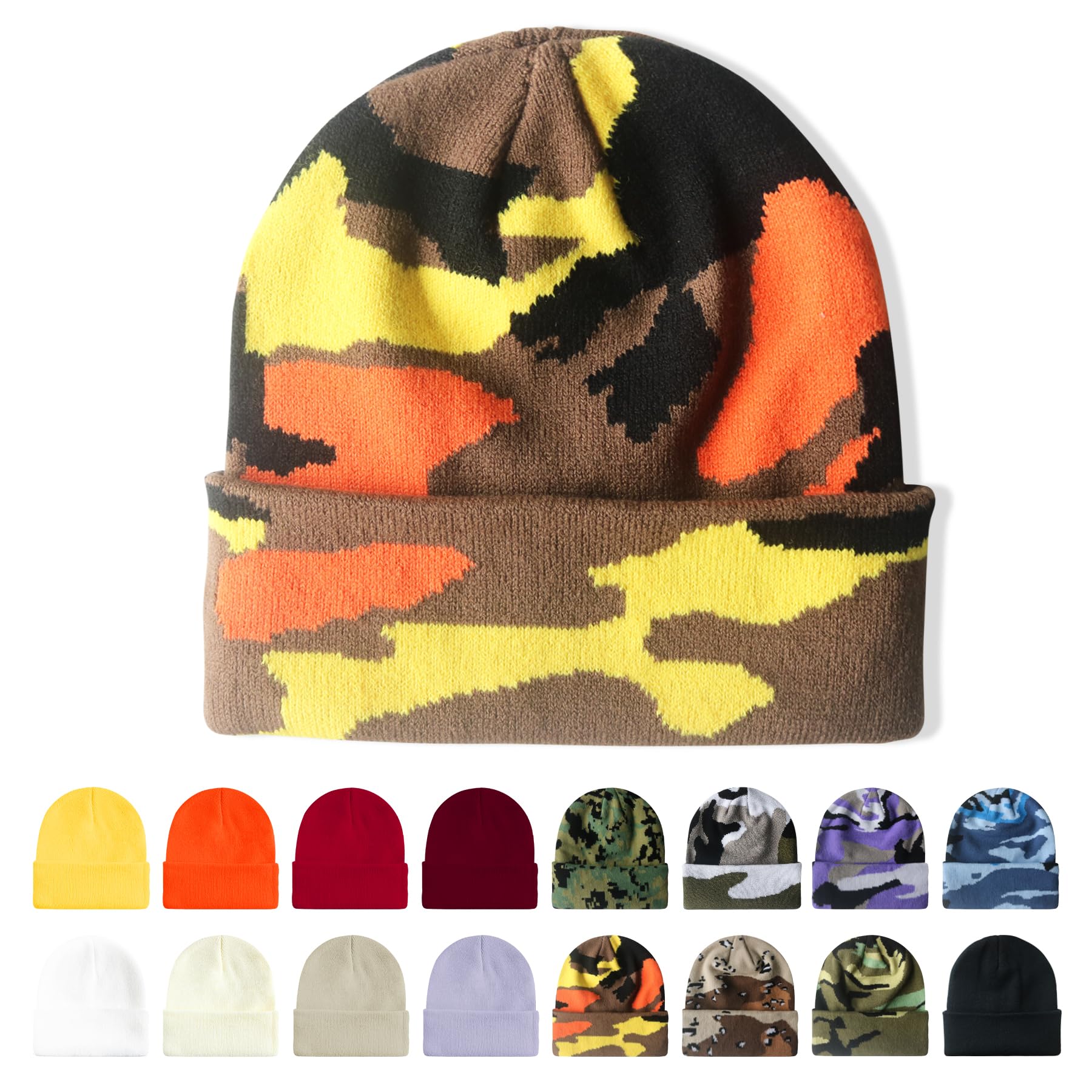 AGLIFEFY Winter Beanie Acrylic Knit Cuffed Plain Hats Skull Cap Warm Beanies for Men Women
