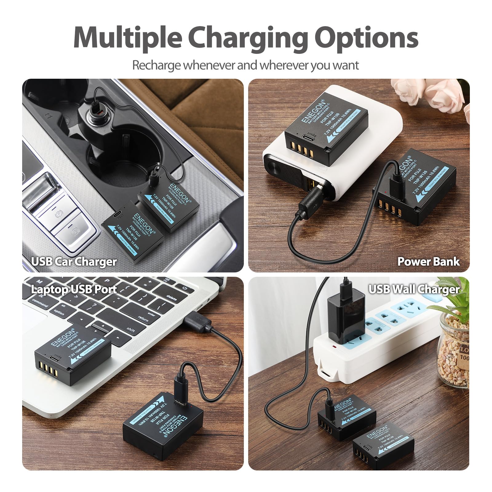 Mspalocell Pack van 2 NP-W126S USB-batterijen 1600 mAh USB Type-C, compatibel met Fuji Fujifilm FinePix HS30EXR HS35EXR HS50EXR X-A1 X-E1 X-E2 X-E3 X-M1 X-Pro1 X-T1 X-T3 X-T30X-T100 X100F X100V