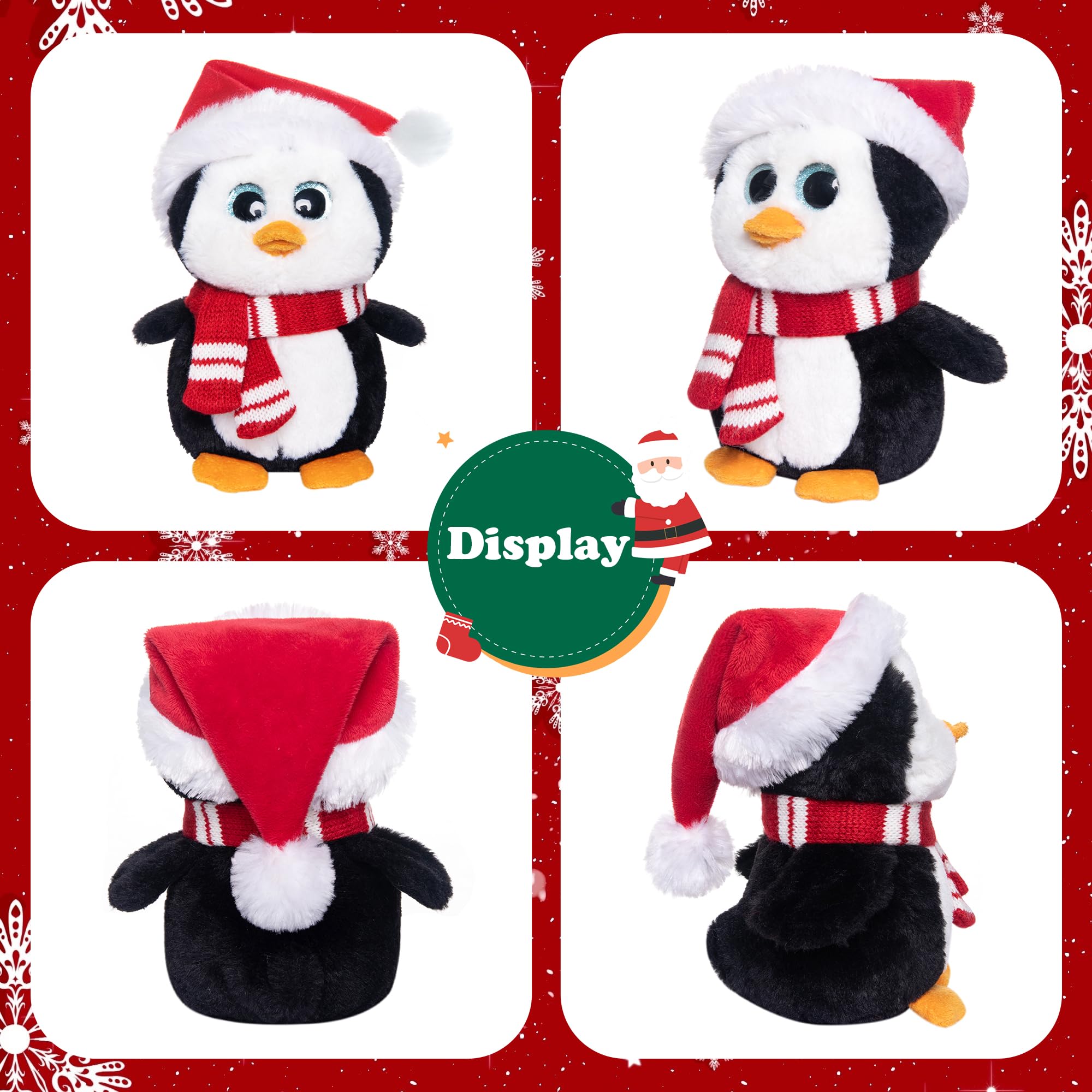 My OLi 7-Inch Penguin Christmas Plush Toy - Soft Stuffed Penguin with Santa Hat & Scarf - Festive Gift & Decor for Kids - Image 3