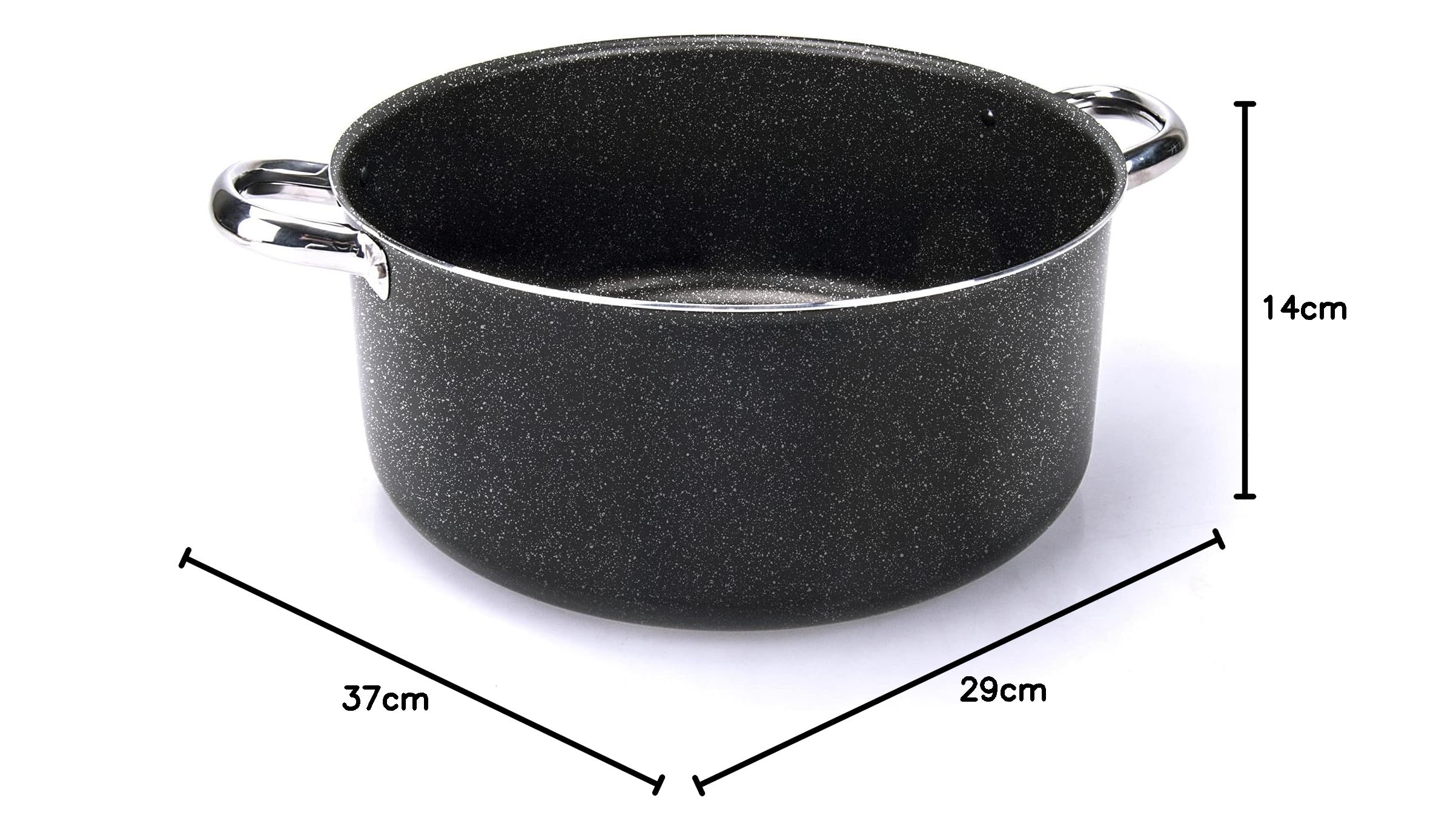 Moneta Etnea Pro - Cazuela con 2 asas de 28 cm, efecto piedra, asas de acero inoxidable, fabricado en Italia