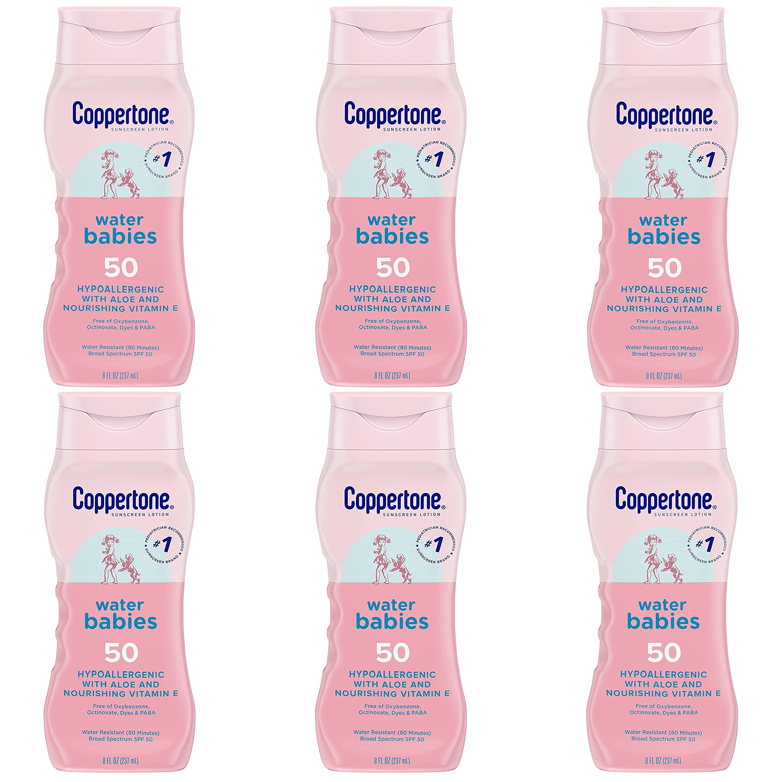 Coppertone Spf#50 Waterbabies Aloe & Vitamin-E Lotion 8 Ounce (237ml) (Pack of 6)
