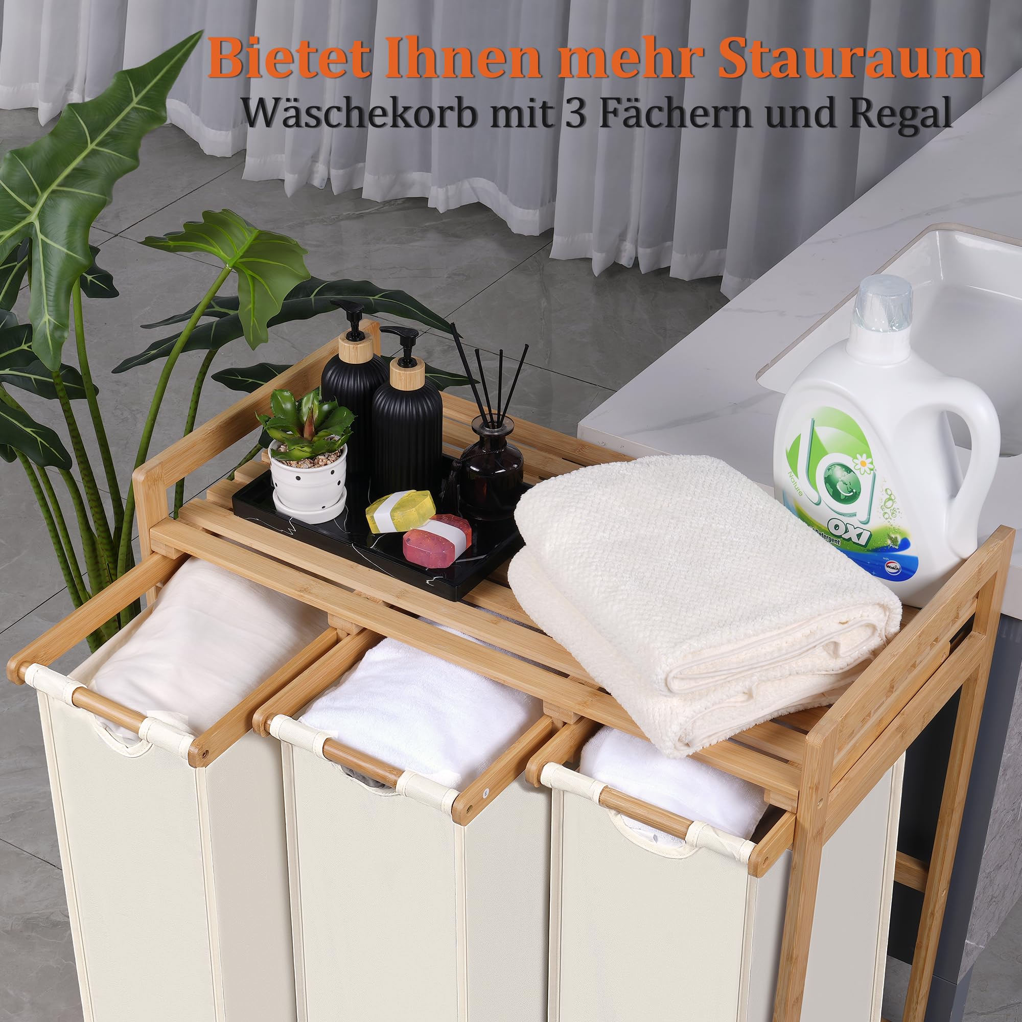 Panier à Linge 50L - iEGrow - Haut avec Sac Intérieur Amovible et