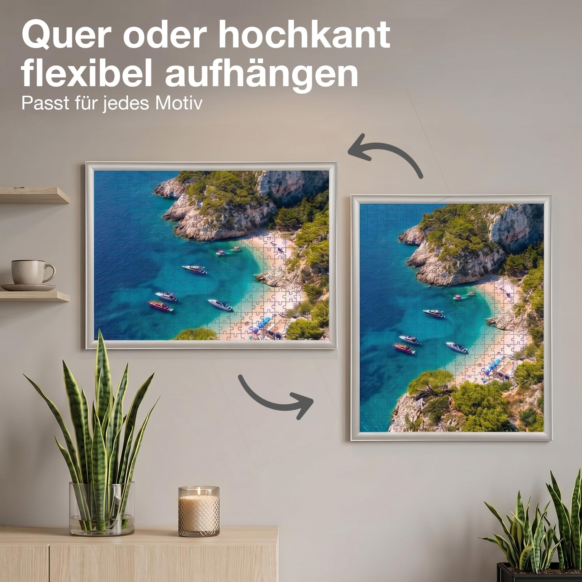 Puzzle Rahmen 50x75 cm in Schwarz Aluminium Profil - Made in Germany - Puzzlerahmen 1000 Teile - 50 x 75 cm - Bilderrahmen für Puzzle 1000 Teile - Aluminiumrahmen