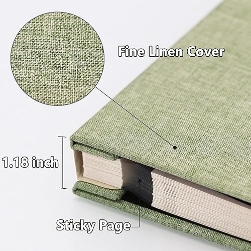 Miniatura 3 de Álbum de fotos autoadhesivo con espacio de escritura para fotos de 4 x 6, 5 x 7, 8 x 10 pulgadas, álbum de recortes, de tapa dura, de lino, color