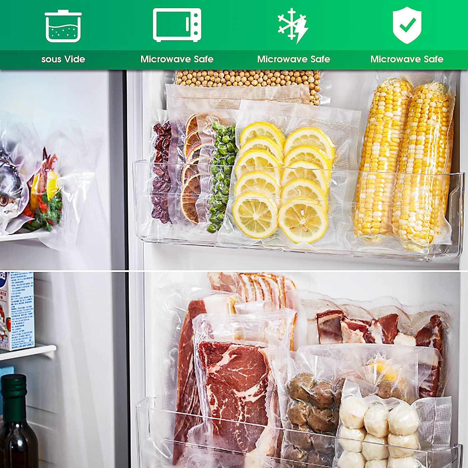 Bolsas selladoras al vacío para alimentos, 2 rollos de 11 x 50 pulgadas