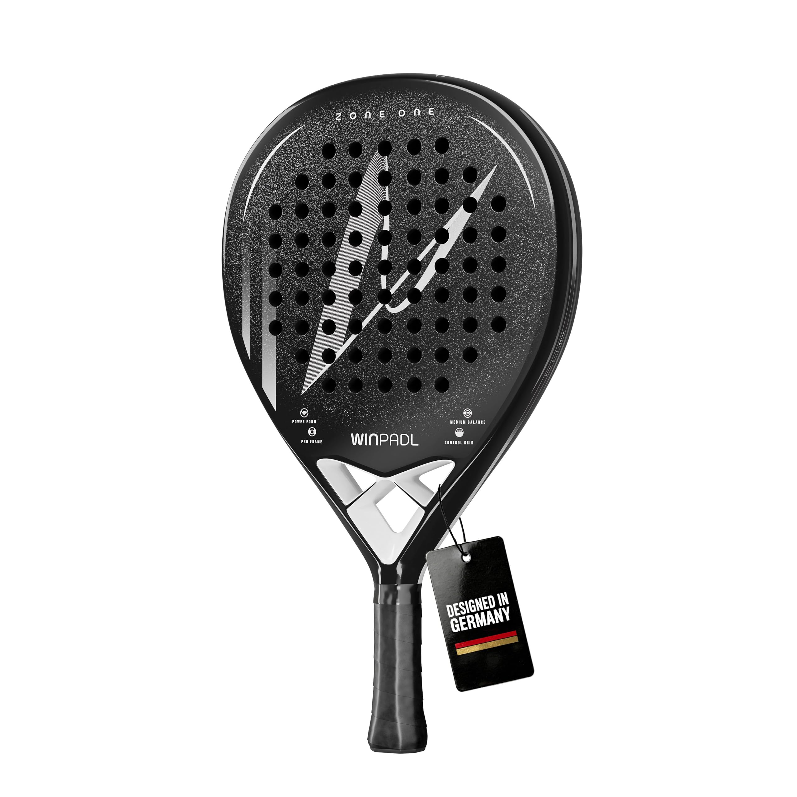 Zone One Carbonfaser Padelschläger 365 g Tropfenform raue Schlagfläche