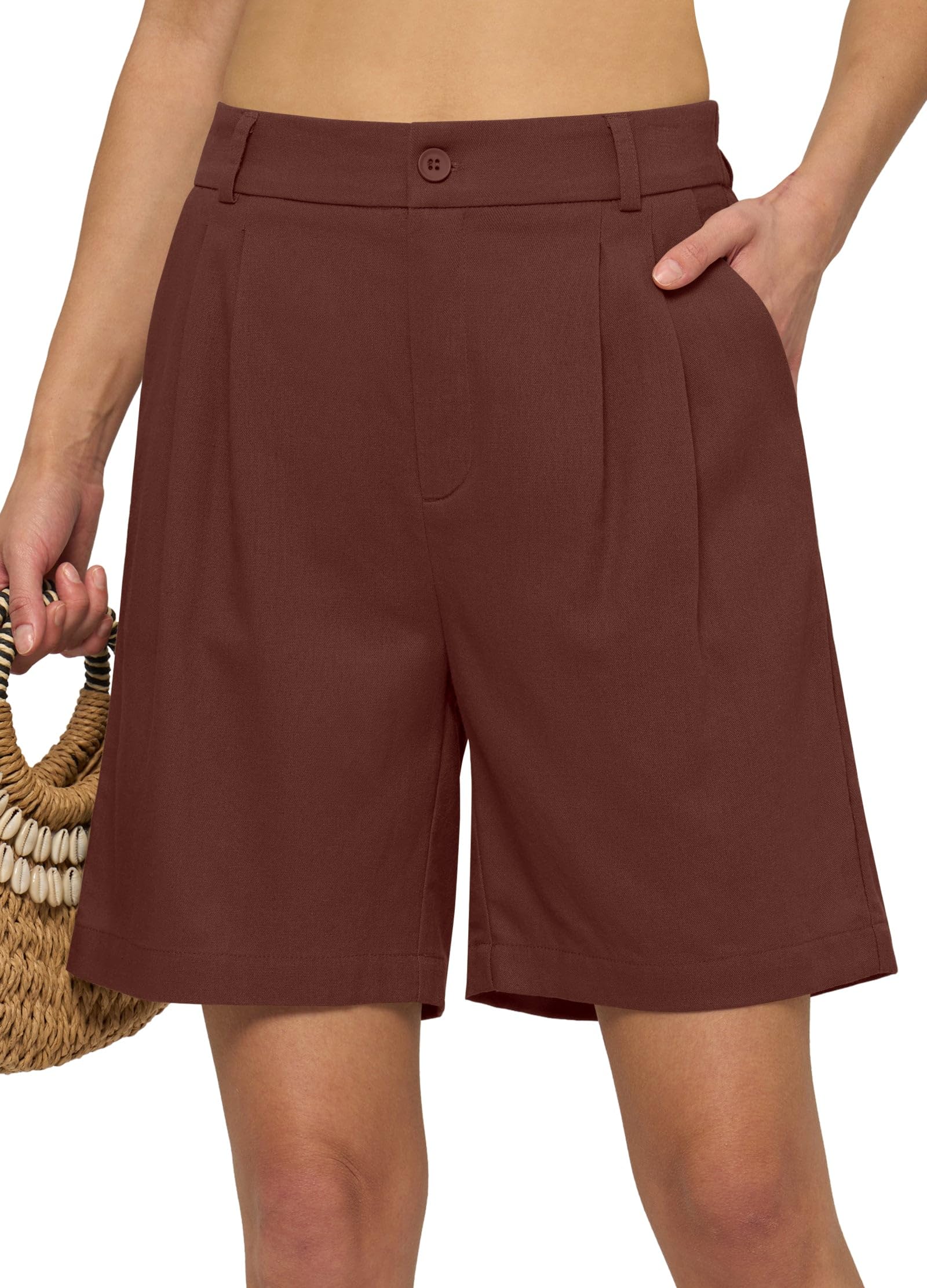 Willit Women's Linen Shorts Wide Leg Dress Casual Summer Pleated Shorts High Waisted with Pockets 7" 10"