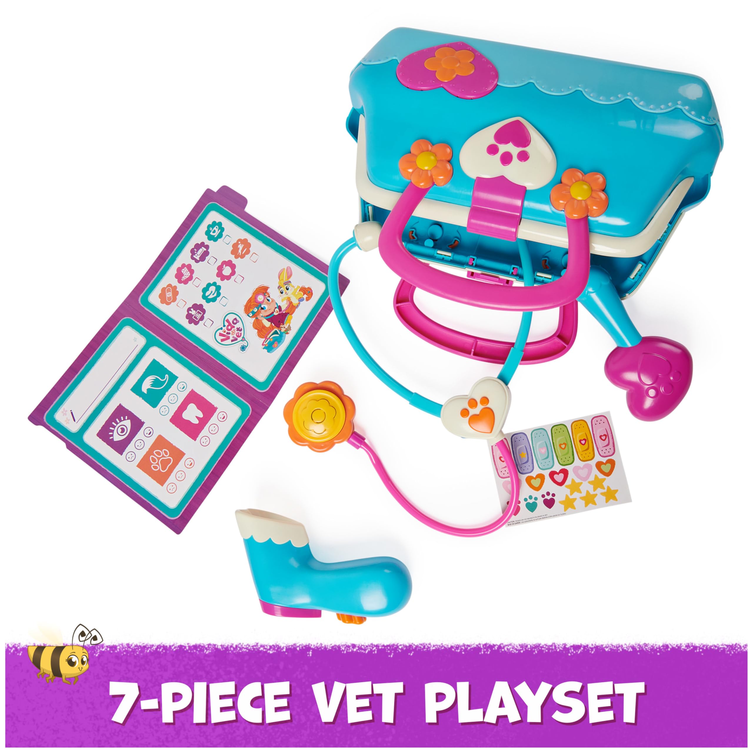Vida The Vet - Zabawka medyczna z 5 akcesoriami + 13 cm pluszowa zabawka chomika Popcorn - Zabawki weterynarii dla dzieci 3 lata + - Prezent dla dziewczynki 3 lata +