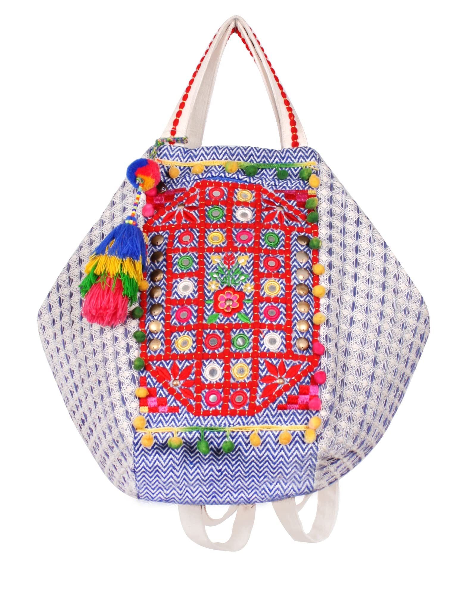 Boho Girl Womens Embroidered Backpack | Ibiza Blue Shine Tassel Backpack | Backpack for Women/Girls (B0BRPYLG7V) Amazon Price History, Amazon Price Tracker