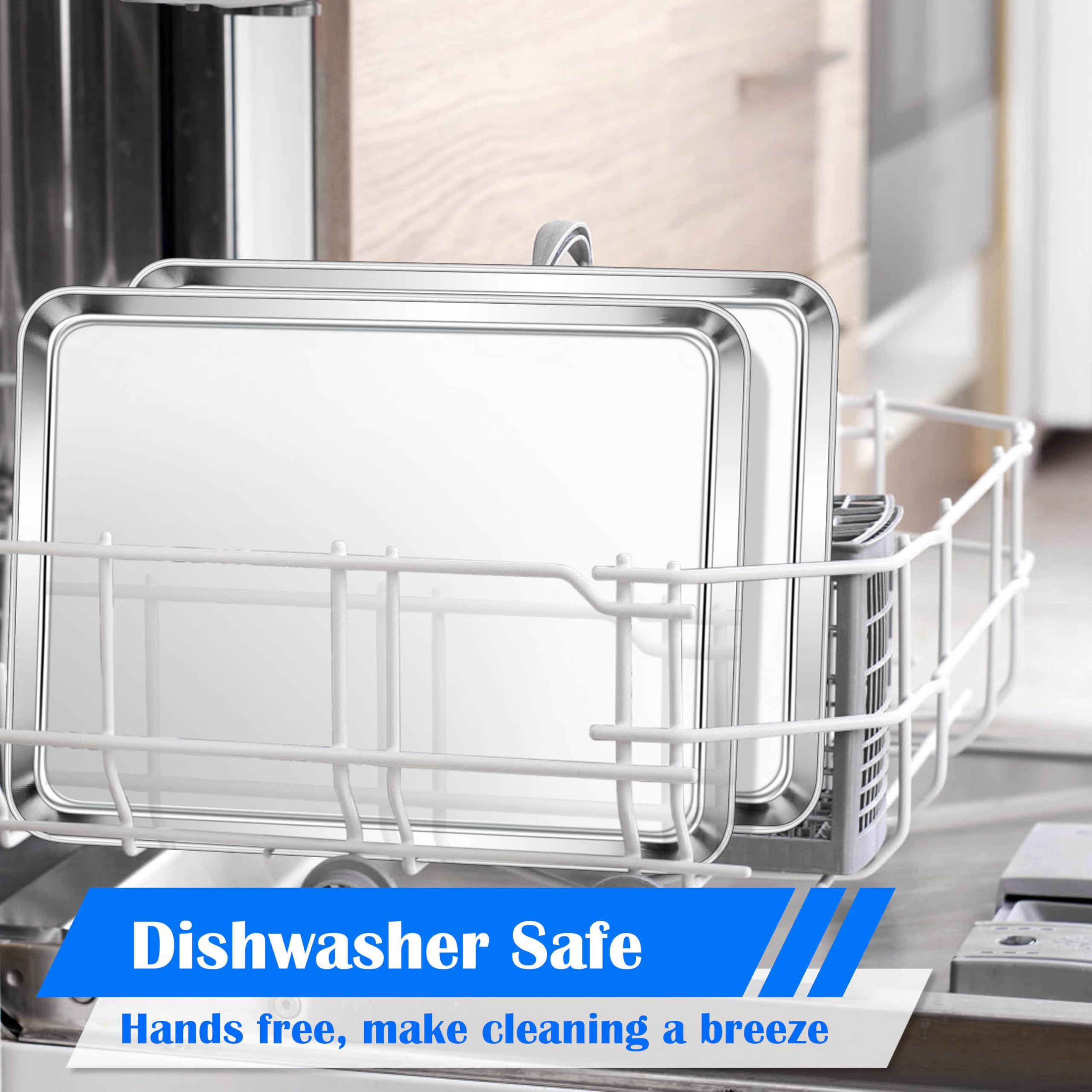 E-far Bandejas grandes para hornear, bandejas de acero inoxidable de 20 x 14 pulgadas para horno, bandejas de metal grandes no tóxicas para hornear galletas de pasteles, saludables y sin óxido,