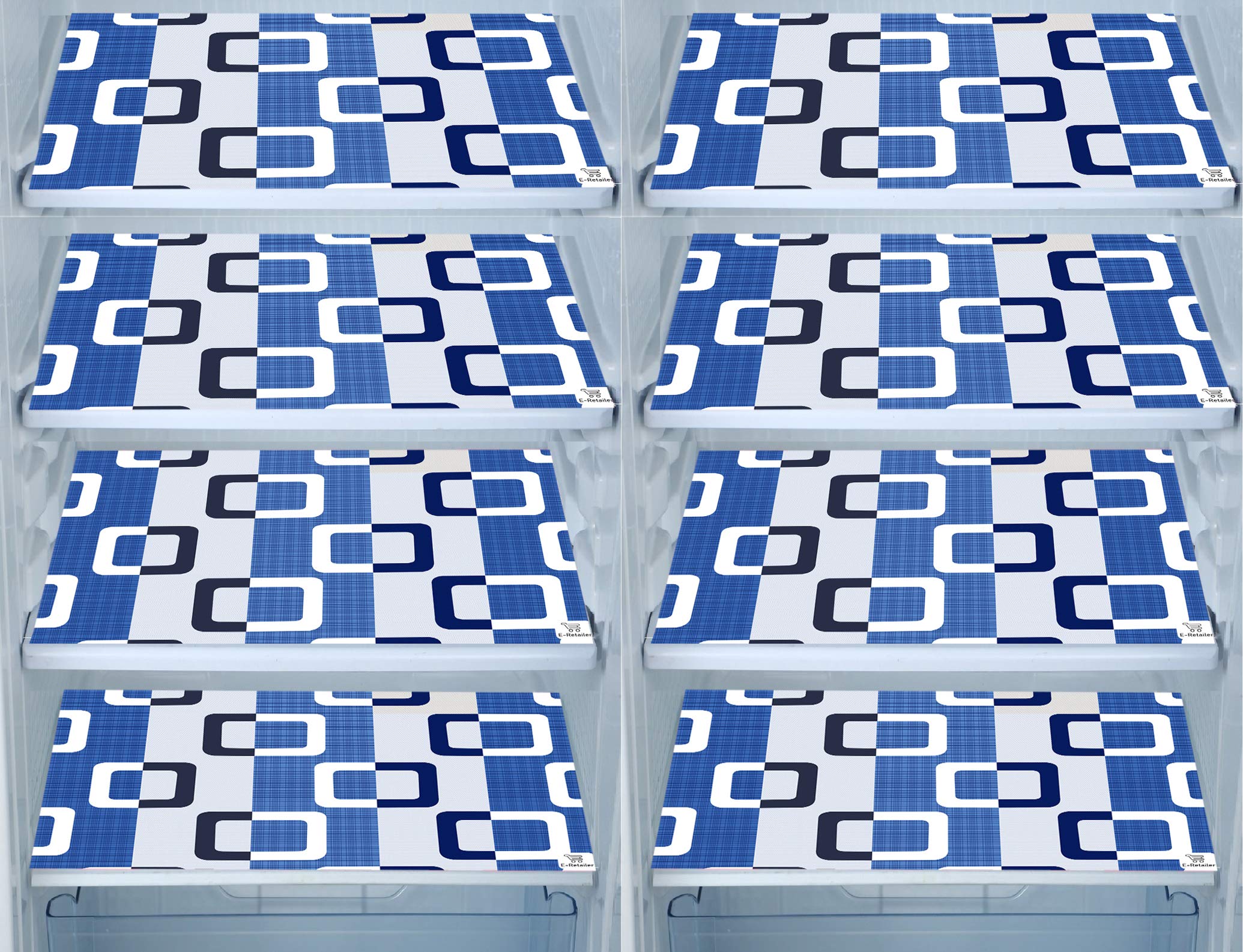E-Retailer® Set of 8 Pcs PVC Waterproof Refrigerator Drawer Mats/Fridge Mats/Multi Purpose Mats (Blue, Size: 44x29 cm)