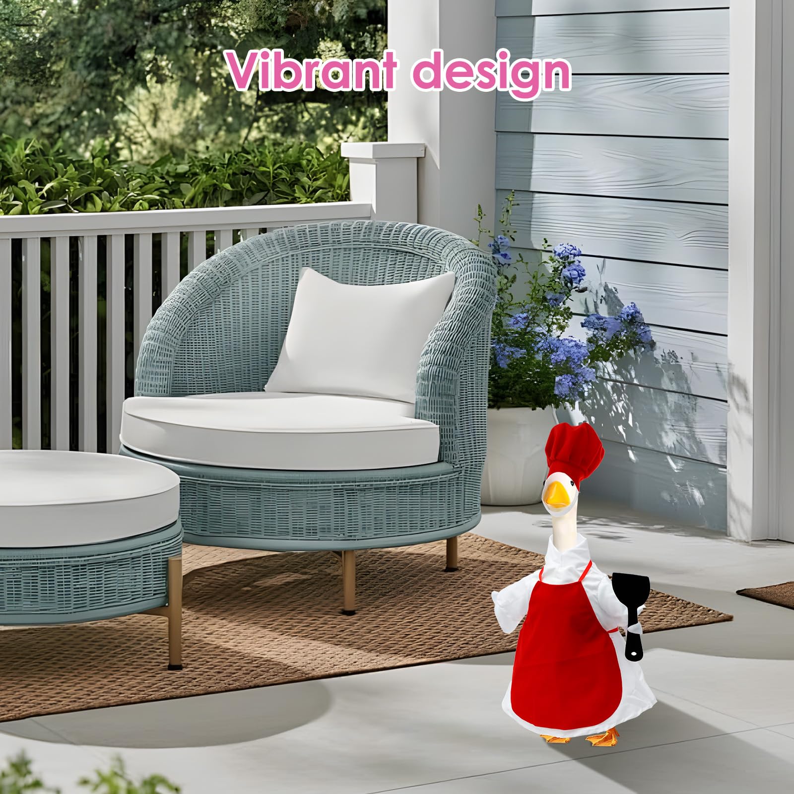Porch Goose Outfits, Porch Goose Clothes, Spring Summer Porch Goose Hat Outfit Costume for 23 Inch Cement Goose Statue, Cute Porch Geese Accessories for Outdoor Patio Garden Lawn Porch Yard Decor - 5