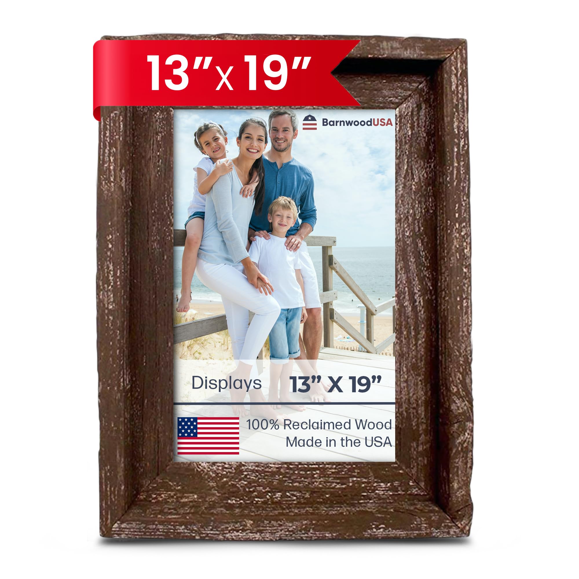 Farmhouse Style Rustic Picture Frame - Reclaimed Wood Photo Frame – Signature Wall Picture Frames for Living Room, Bedroom, Office Display - Wooden