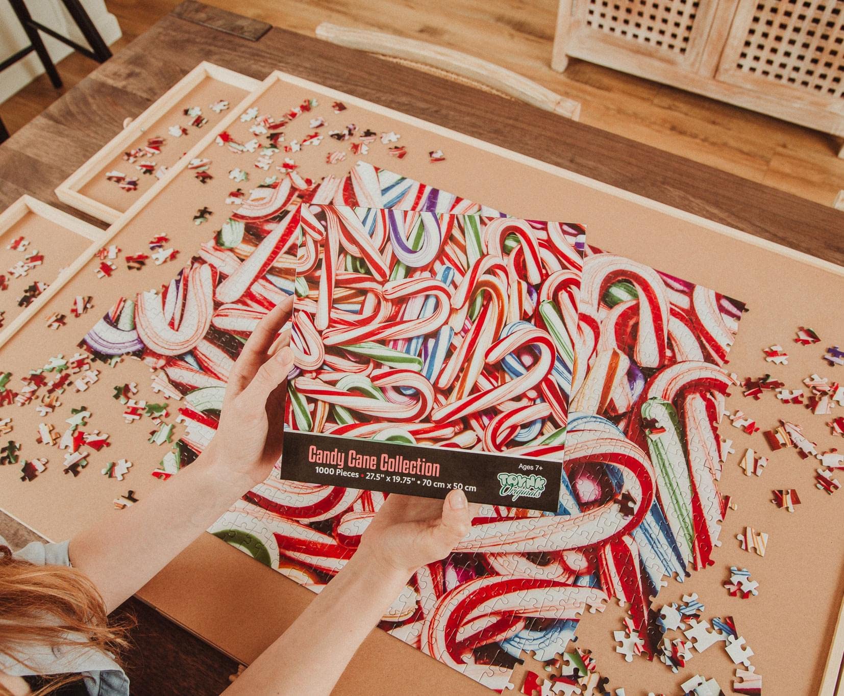 Candy Cane Collage 1000 Piece Jigsaw Puzzle, Red/White - Image 3