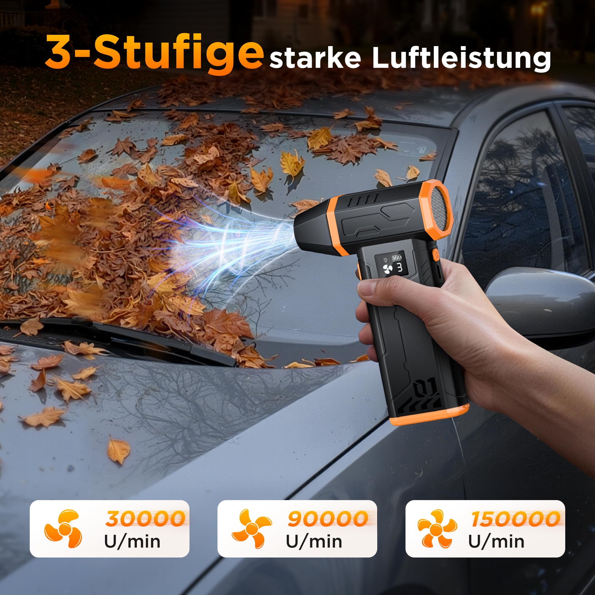 VIWAVE Elektrische Staubgebläse Druckluftspray,150000 U/min Compressed Air Duster,3-Gang Staubgebläse Gebläse Akku Lange Laufzeit,Luftspray PC Reinigung Mini Gebläse für PC Laptop Tastatur Sofa Auto