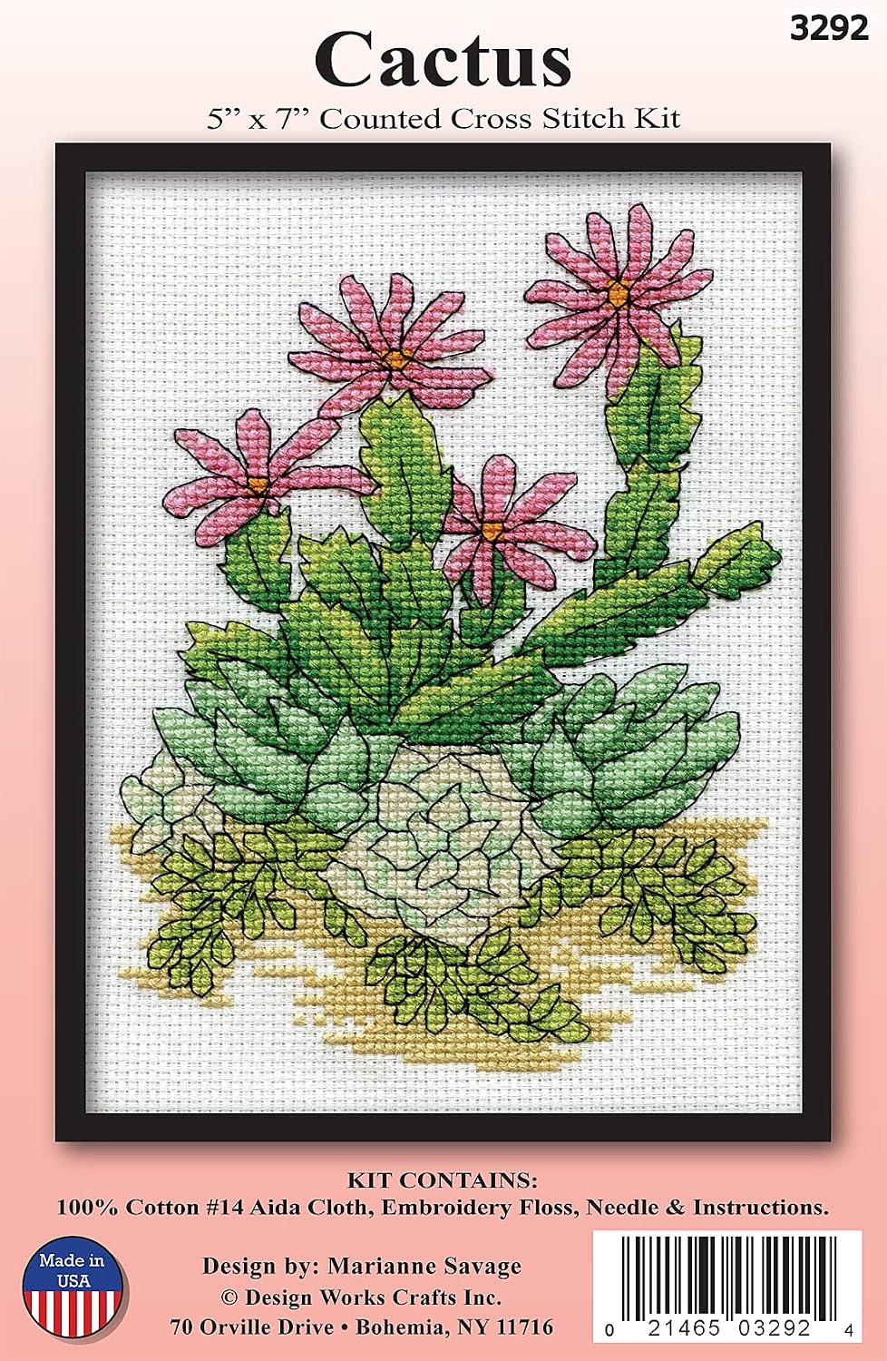 Design Works Crafts CrossStitch Kit 5x7 Cactus, multi-colored