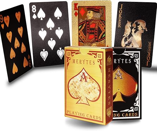 2 barajas de cartas de póquer impermeables y cartas de juego con plástico flexible PVC clásico tarjetas de truco Negro dorado,Rojo y azul