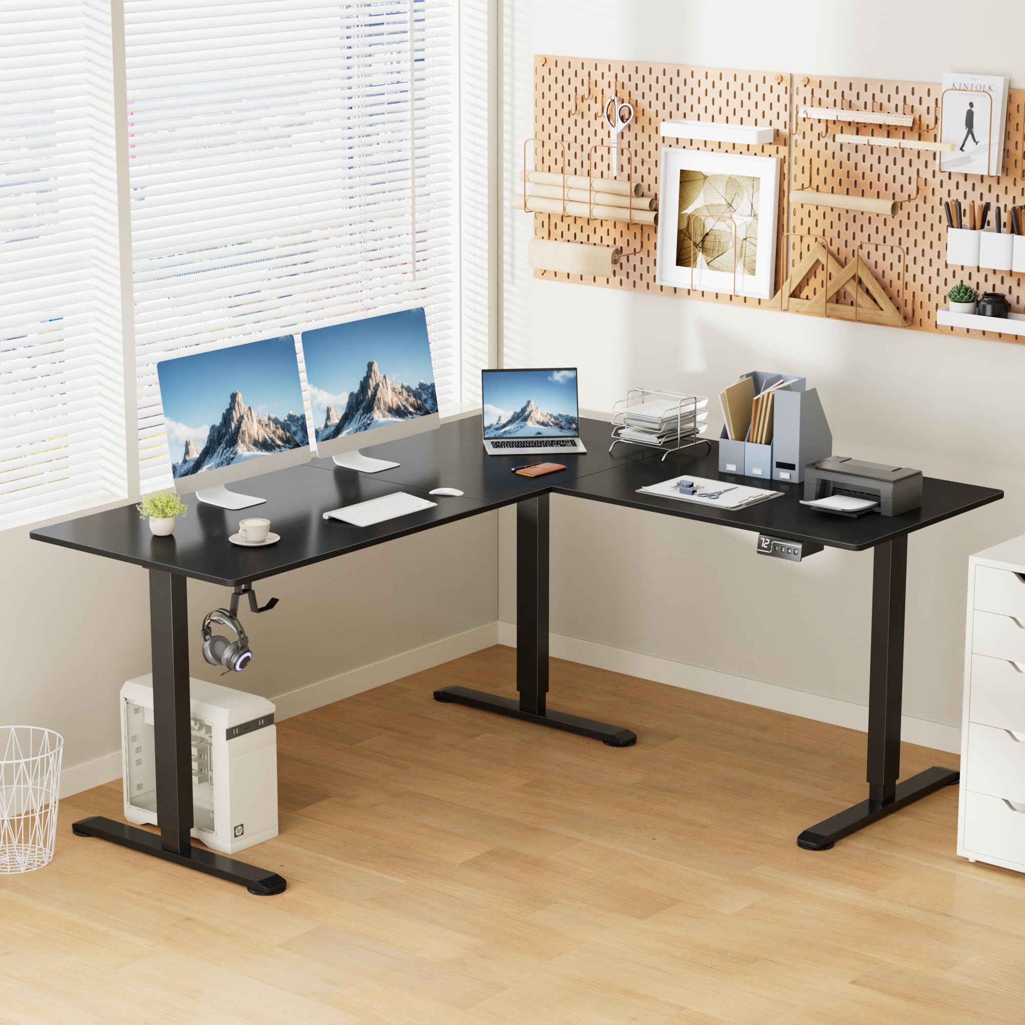 Snapklik.com : L-Shaped Corner Standing Desk, Electric Height ...