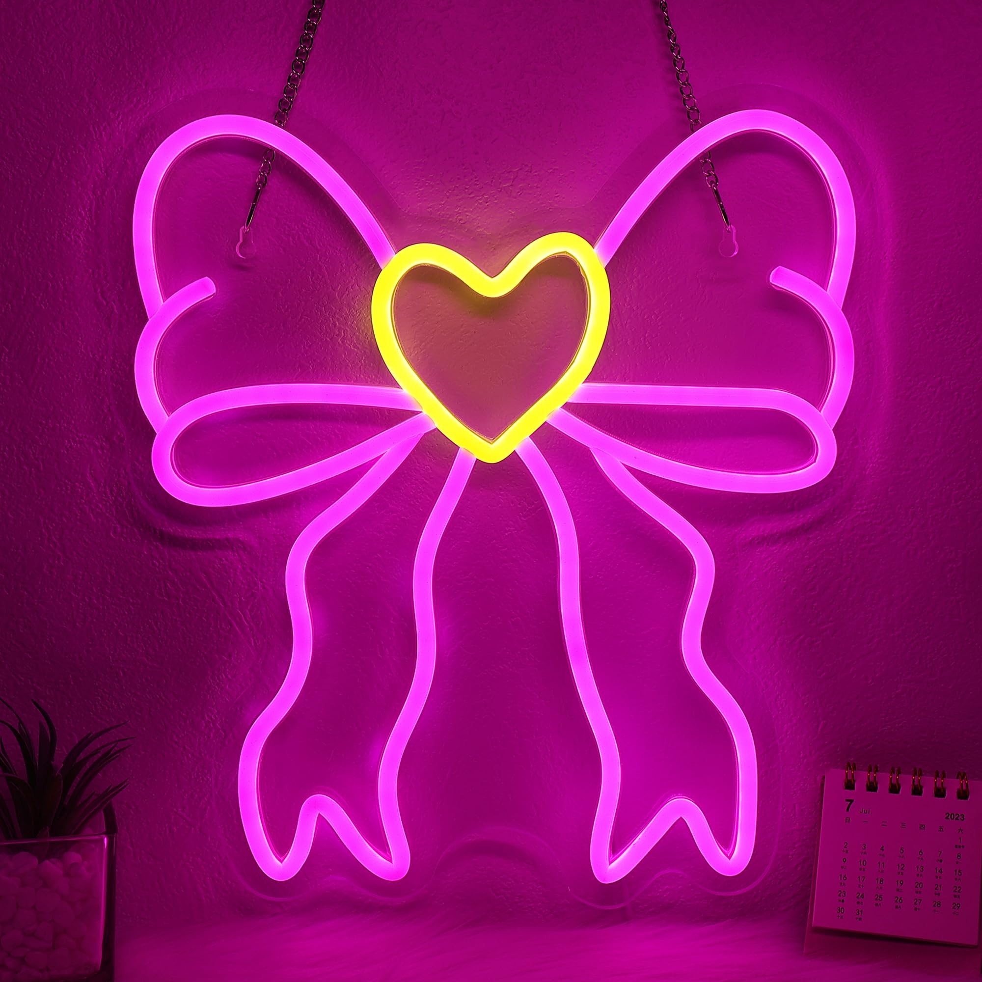 OkiyiD Neon Signs for Wall Decor, Neon Lights for Bedroom, Neon Wall Light Suitable for Living Office Game Room，5V USB Power with Hanging Chain Hooks (Color 8)