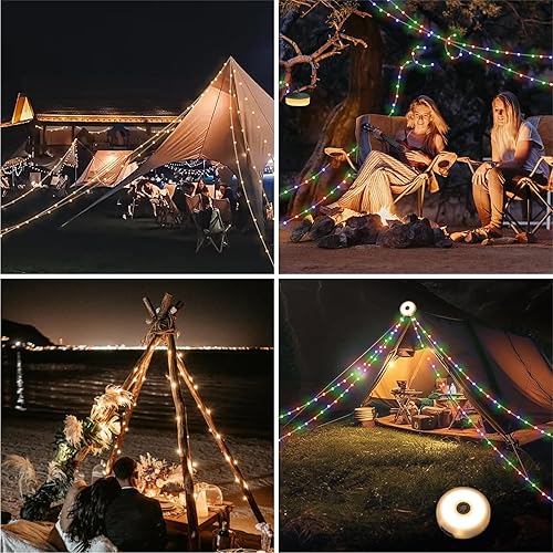 Miniatura 7 de Cadena de luces de camping al aire libre 4 en 1 cadena de luces de Navidad al aire libre con 8 modos de iluminación - 30s recuperación USB carga -