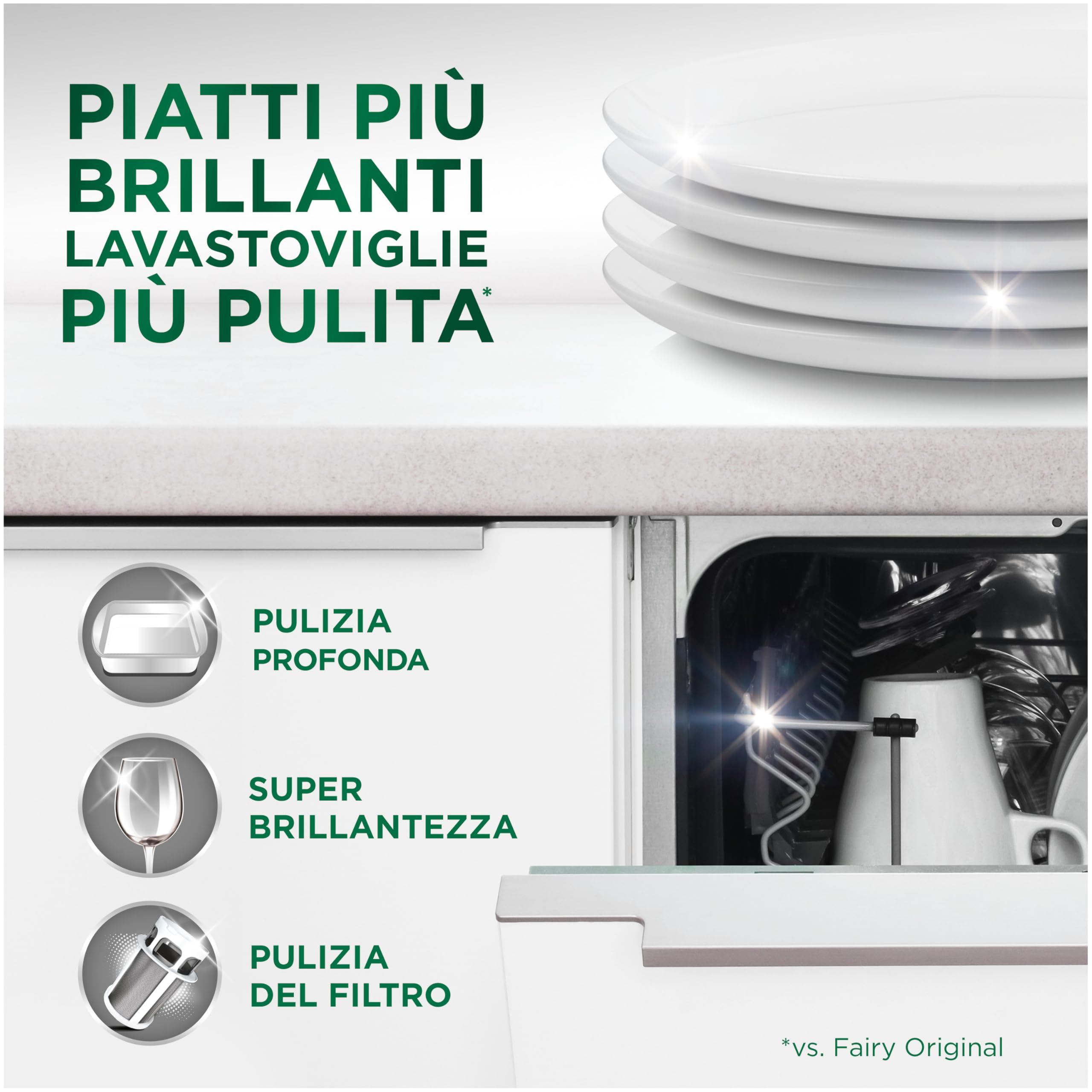 Fairy Platinum Detersivo Pastiglie Lavastoviglie Brillantante, 140 Capsule Lavastoviglie, Limone, Con Sistema Di Prelavaggio Integrato, Efficace Nelle Sfide Difficili Contro Lo Sporco