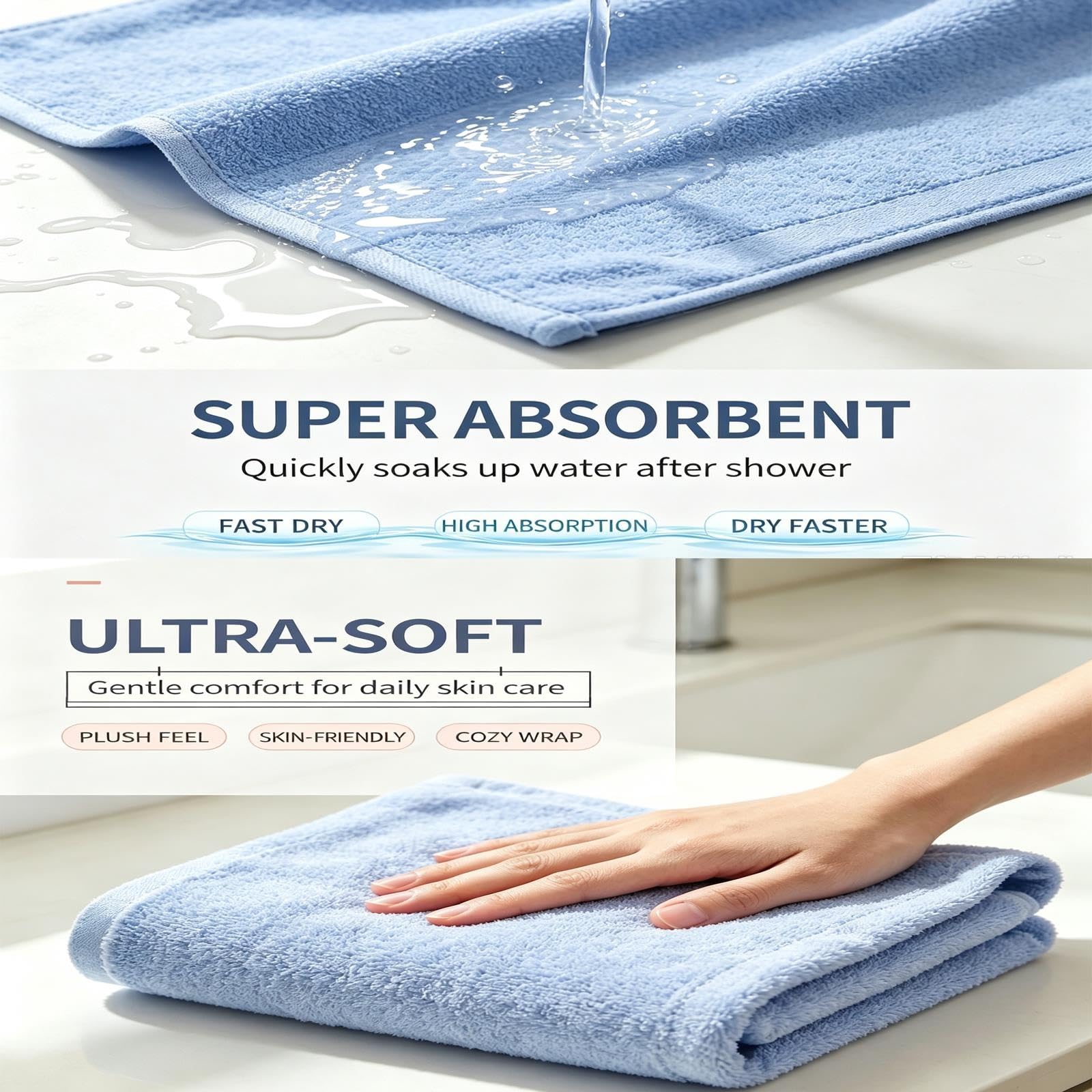 Asciugamano da Bagno in Cotone, Morbido, Assorbente e Rapido ad Asciugare