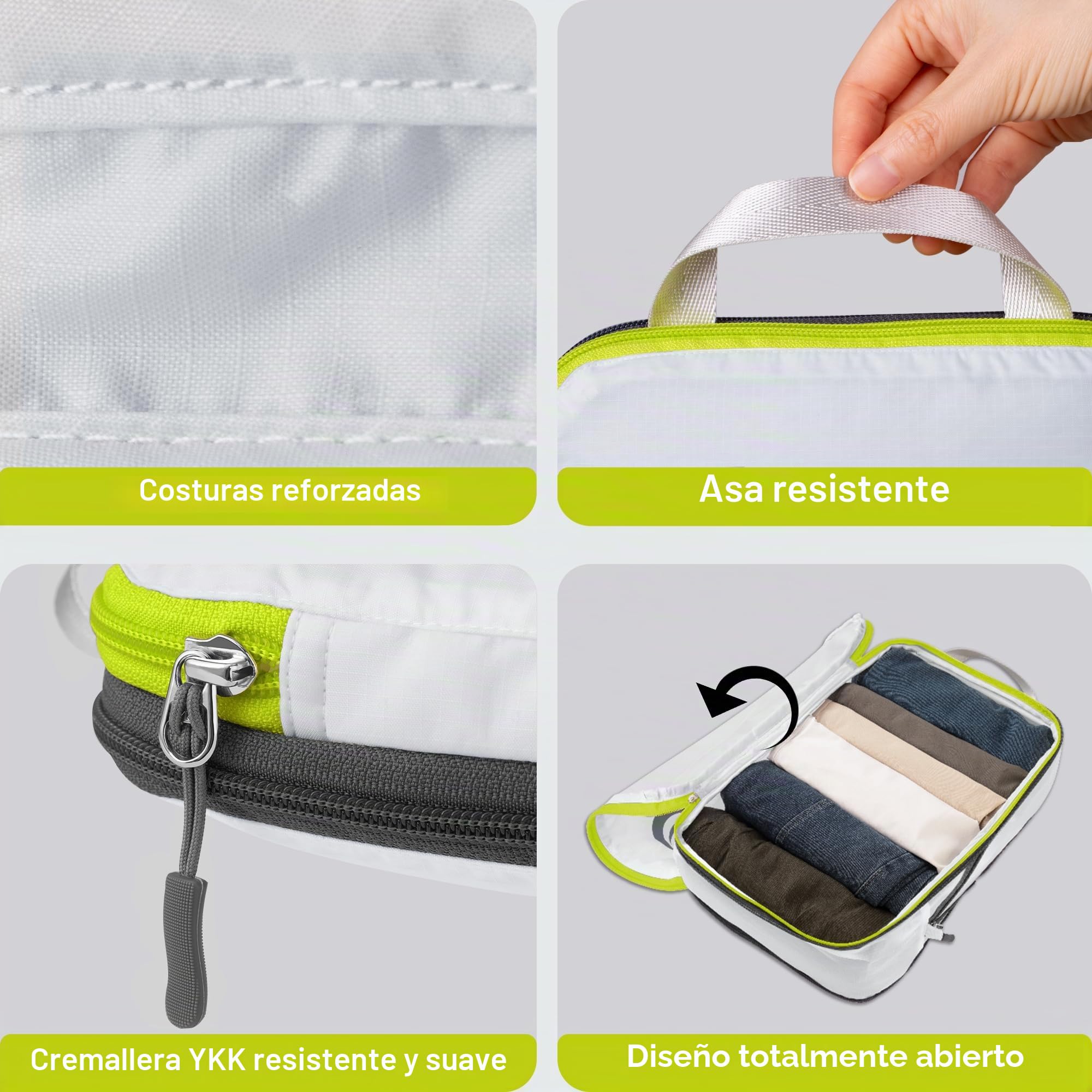 Cipway Bolsas Compresion Viaje, Diseño de Malla Impermeable Ligero y Duradero Bolsas de Viaje Organizador para la Mochila Maletas de Almacenamiento en el Hogar(Blanco, 8 Unidades)