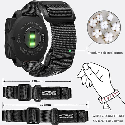 Miniatura 3 de Olytop Correas de reloj solares Garmin Instinct2 correa de reloj deportiva de nailon resistente para hombres y mujeres para instinto táctico