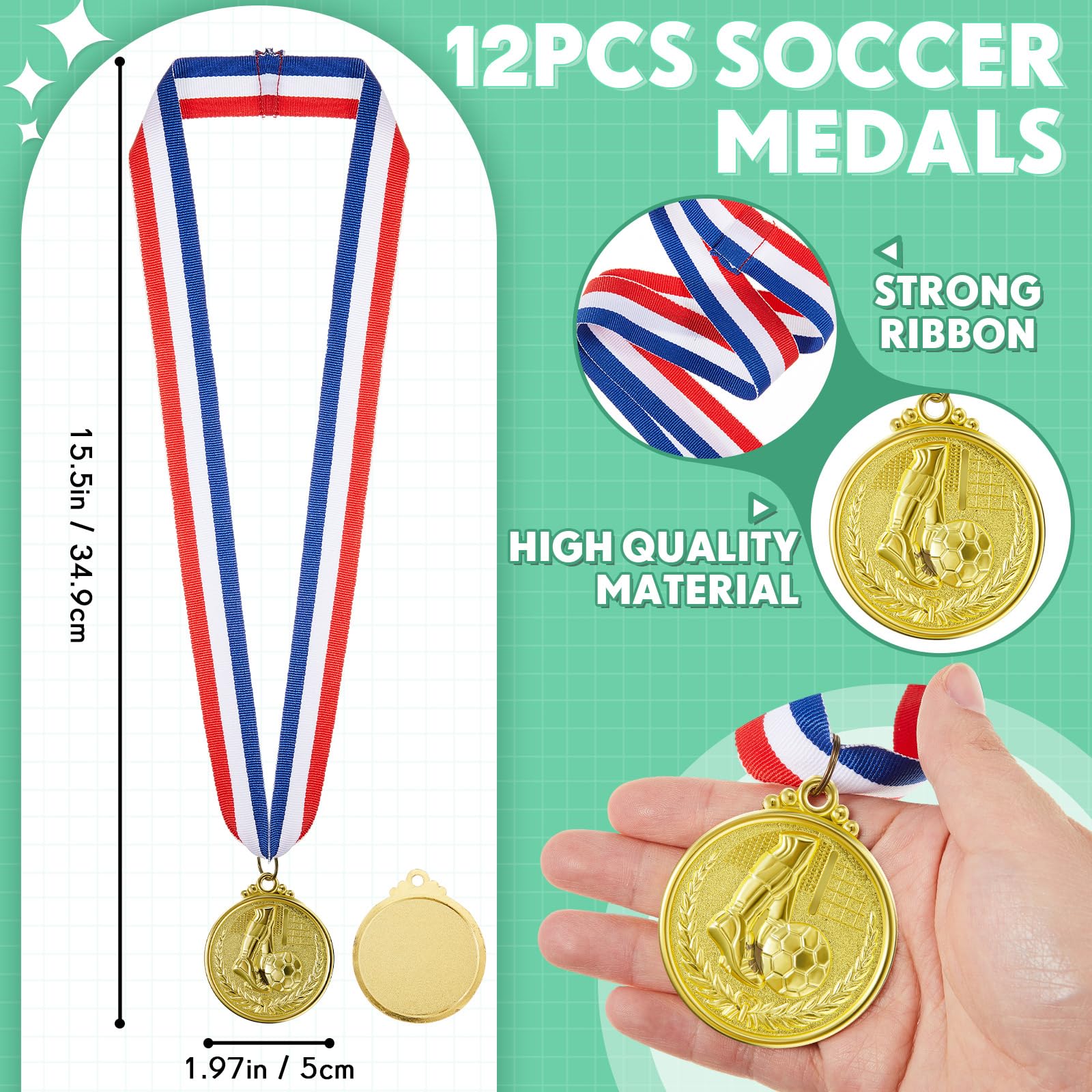 Juego de 36 piezas de premios deportivos de fútbol, medallas, pulseras de trofeos y llaveros para regalos de recompensa de equipo, premios de competencia, juegos de fútbol y recuerdos de 4