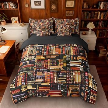 Feelyou Books Comforter Set with Sheets 7 Piece Queen Size