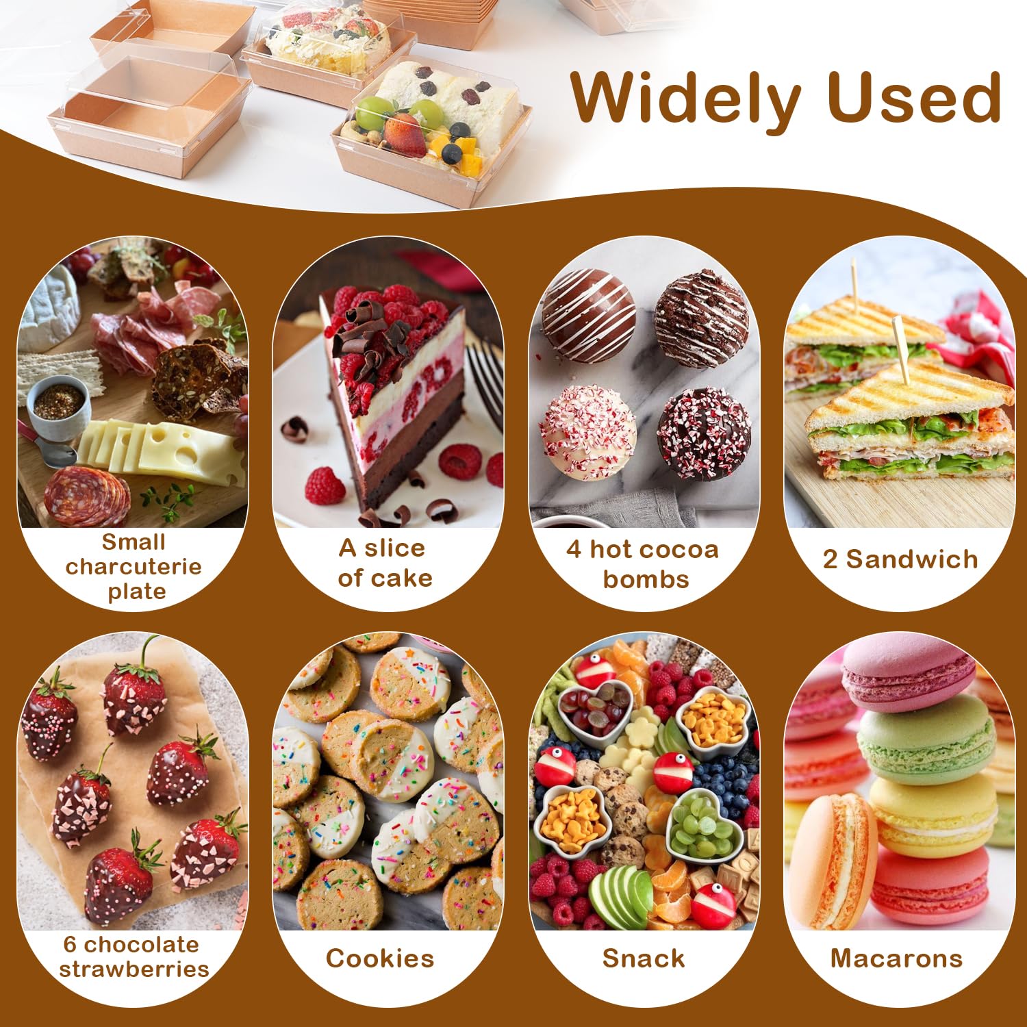 50 Pack Charcuterie Boxes With Clear Lids Small Paper