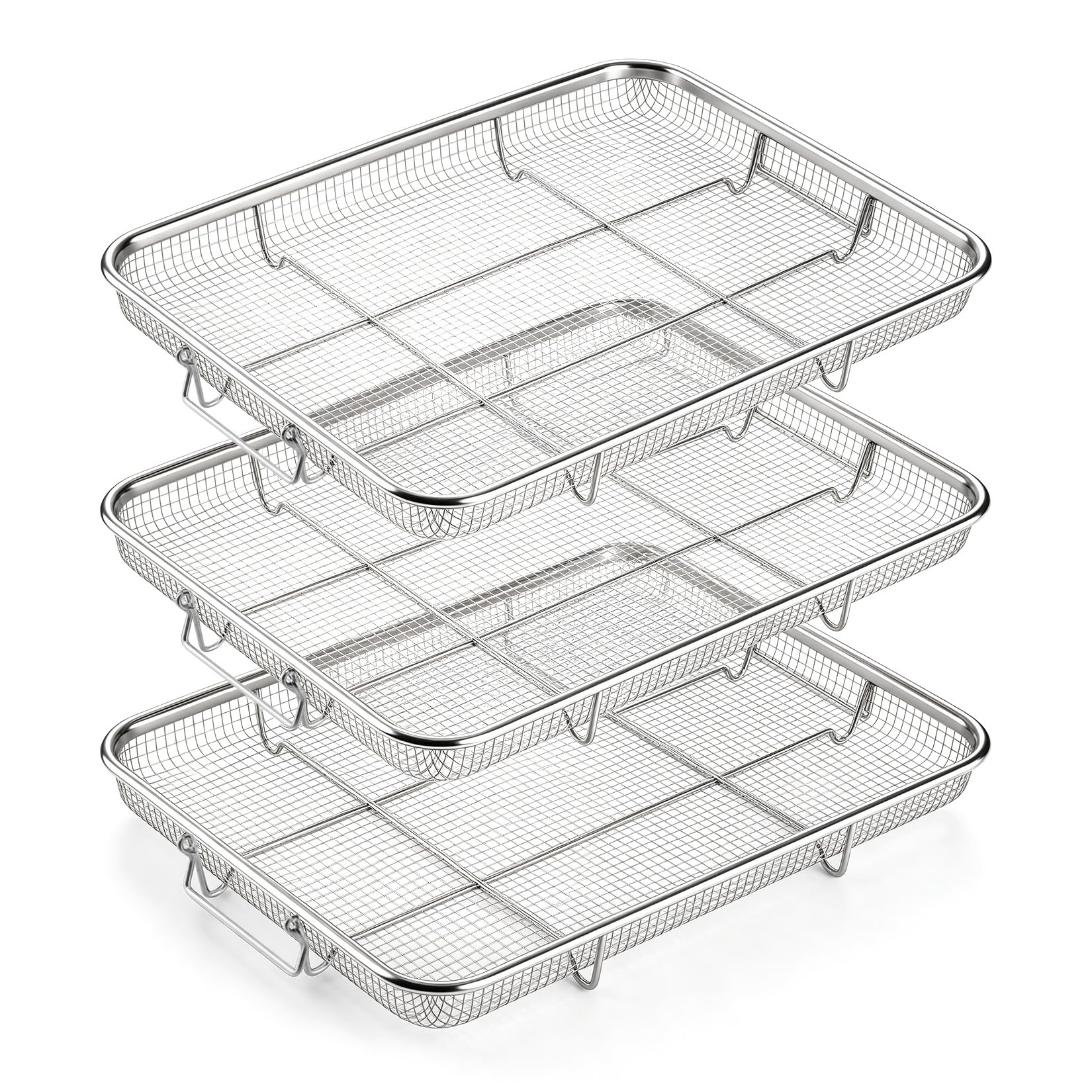 P&P CHEF Cestello per friggitrice ad aria da 16,9 pollici per forno | Accessori per friggitrice ad aria in acciaio inox per uso alimentare, per friggere e arrostire, ideale per cibi fritti